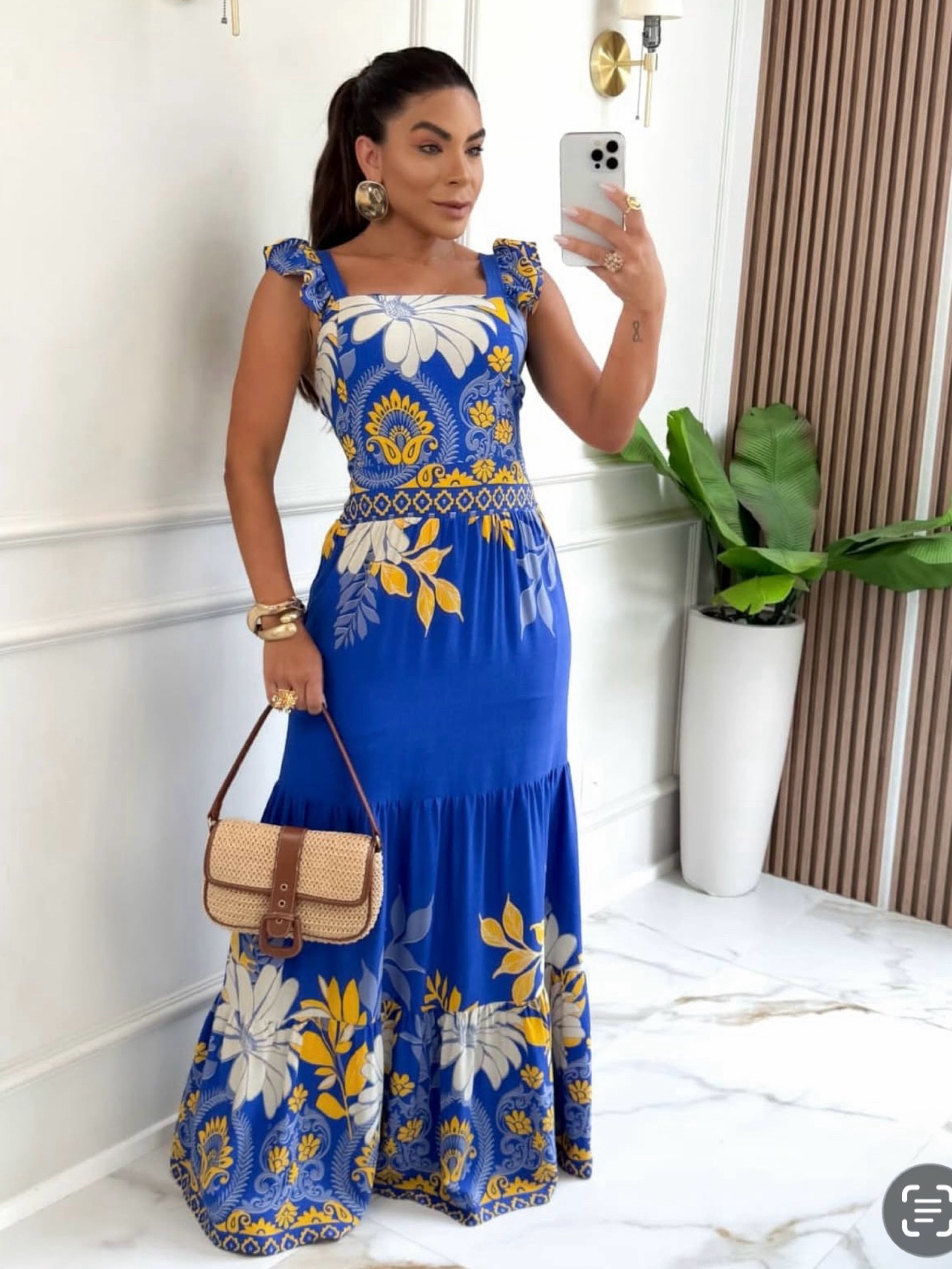 Vestido longo estampas variadas