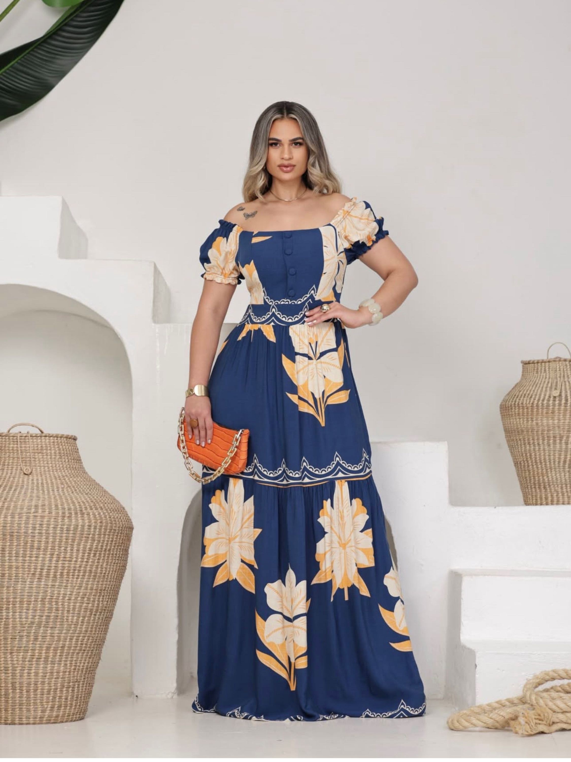 Vestido longo estampas