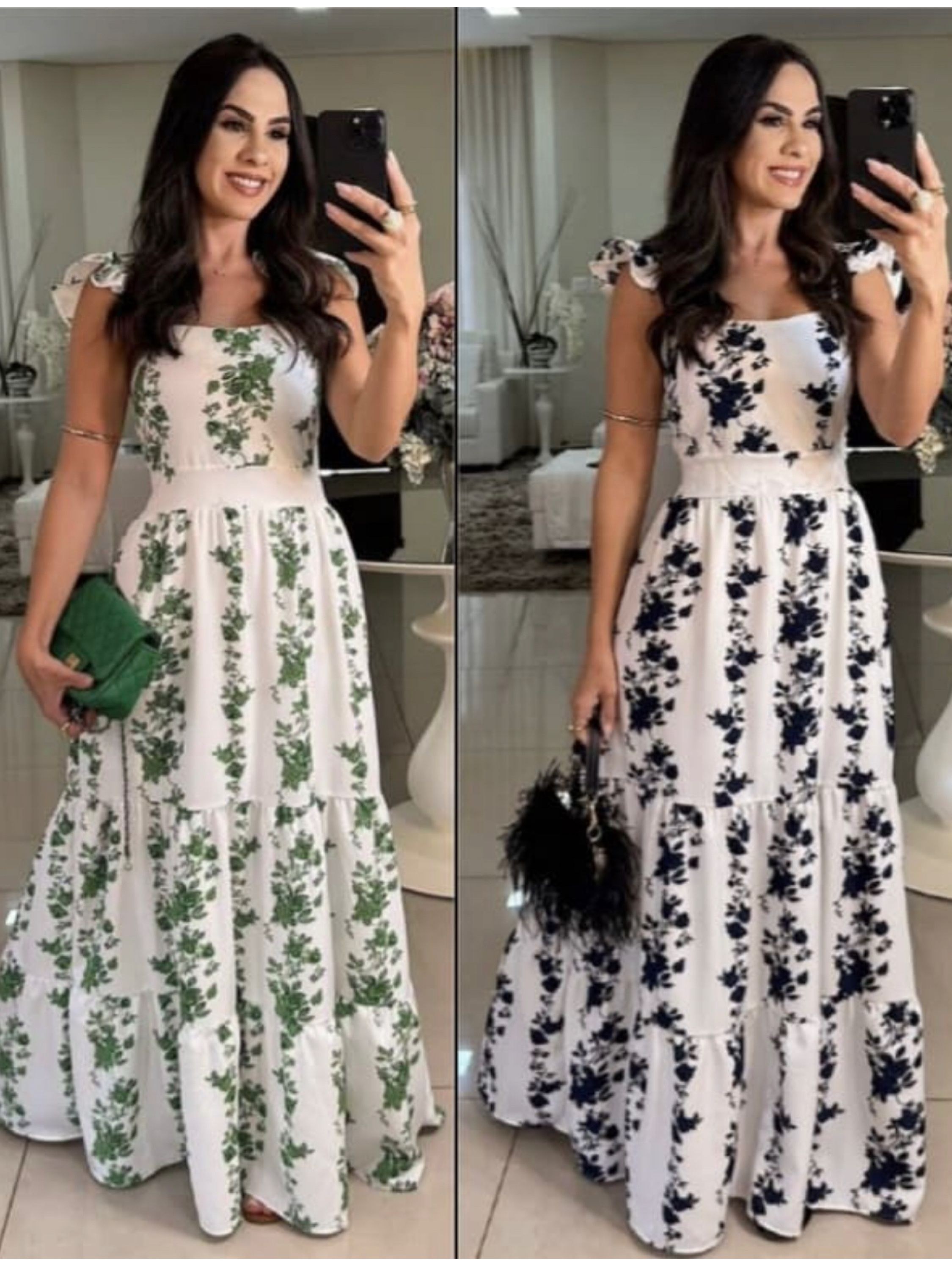 Vestido longo estampas variadas