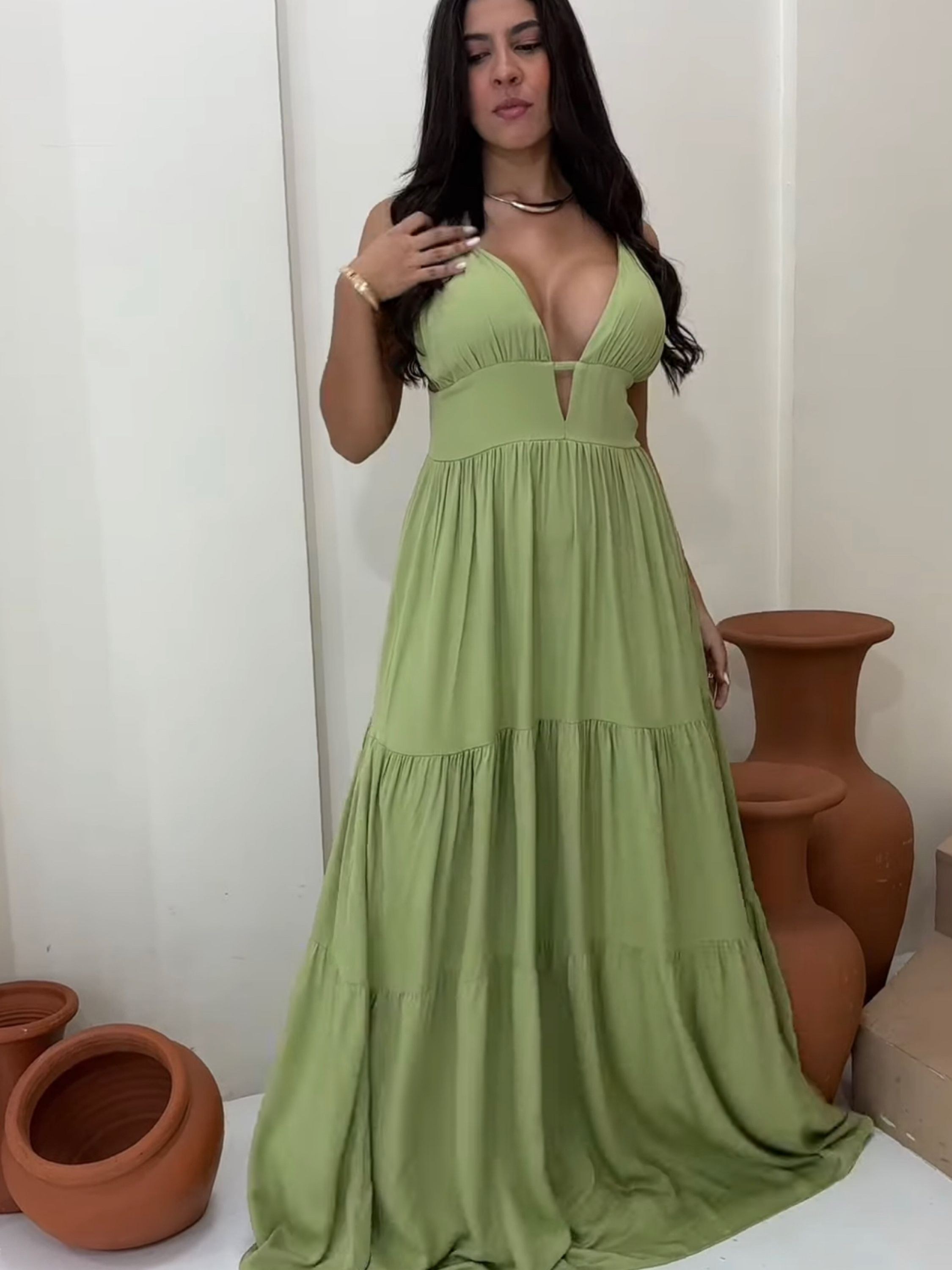 Vestido longo com bojo