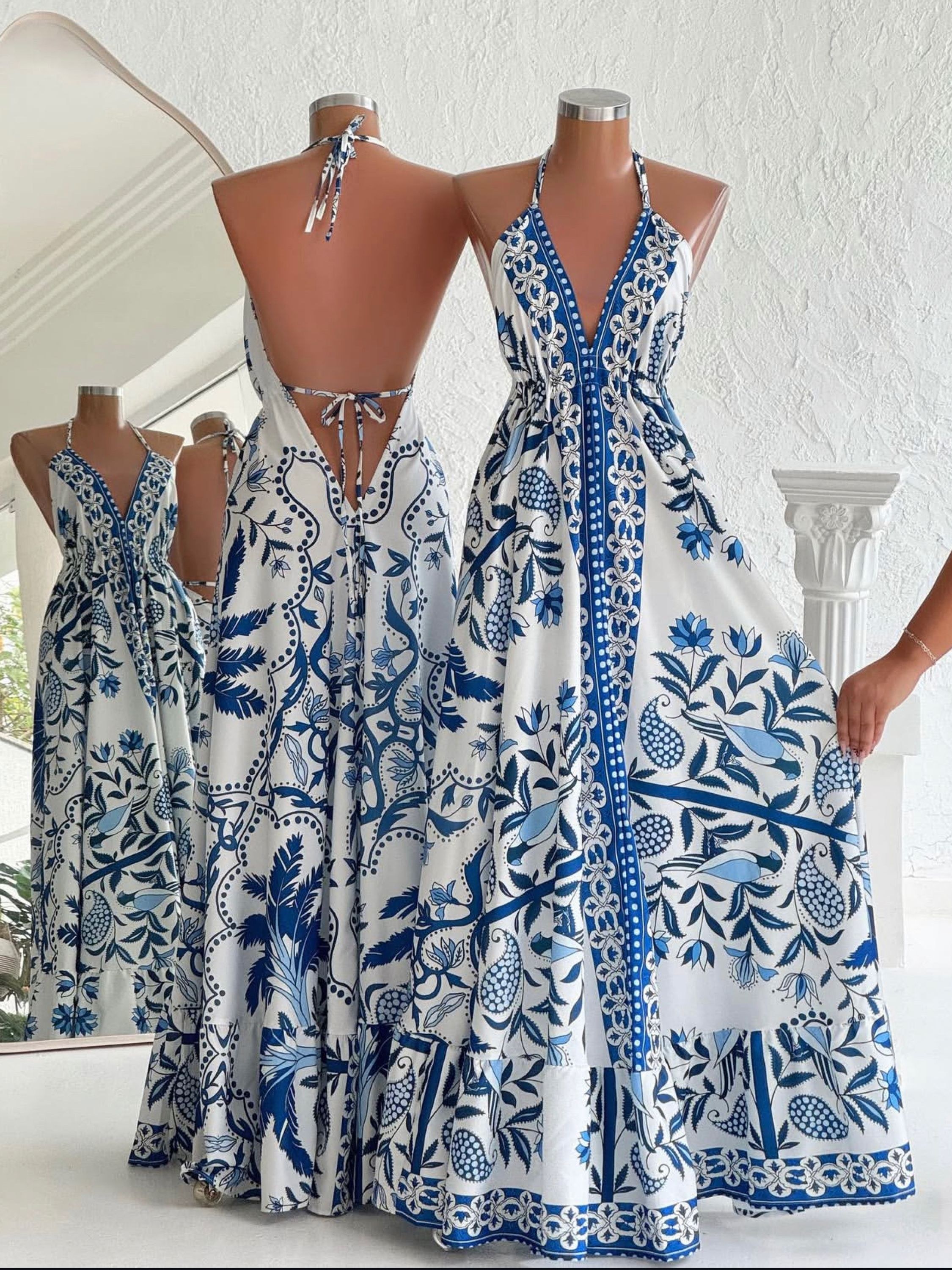 Vestido longo estampas variadas