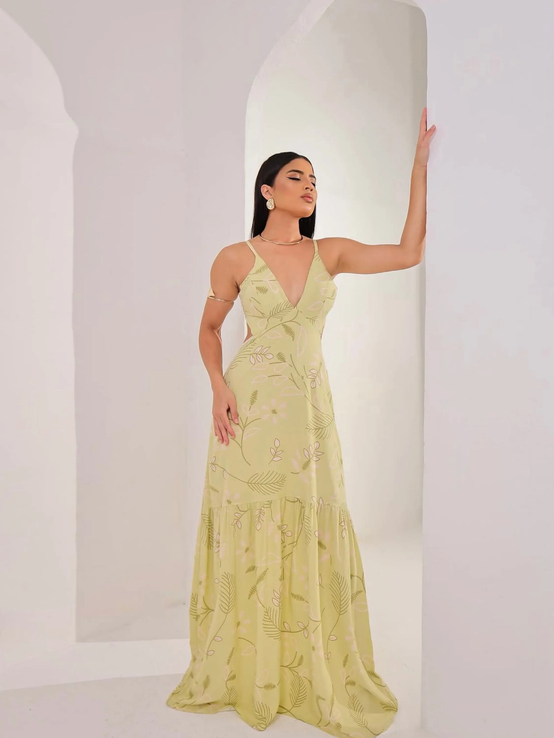 Vestido longo estampas variadas
