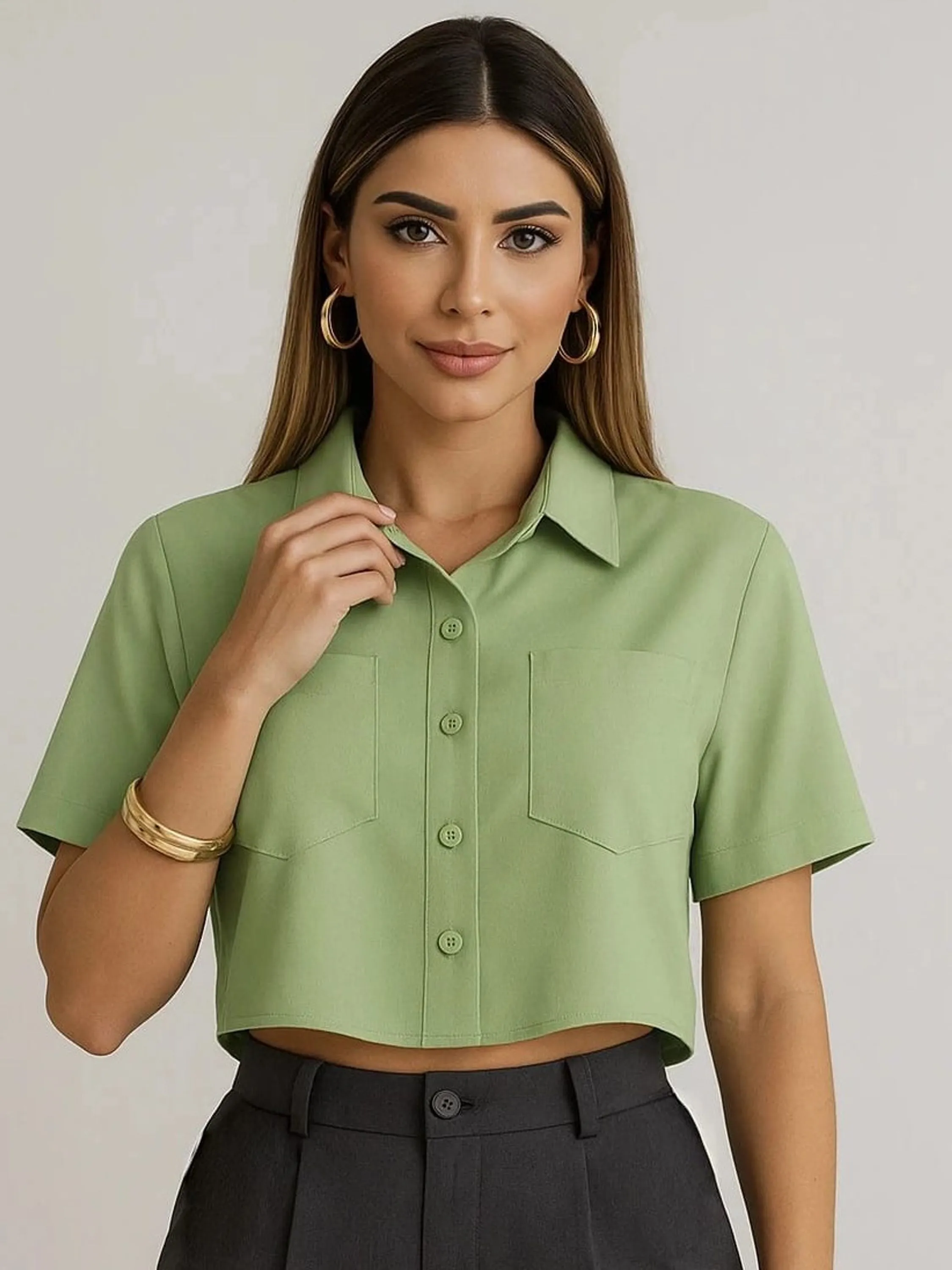 cropped camisa cropped seda verão