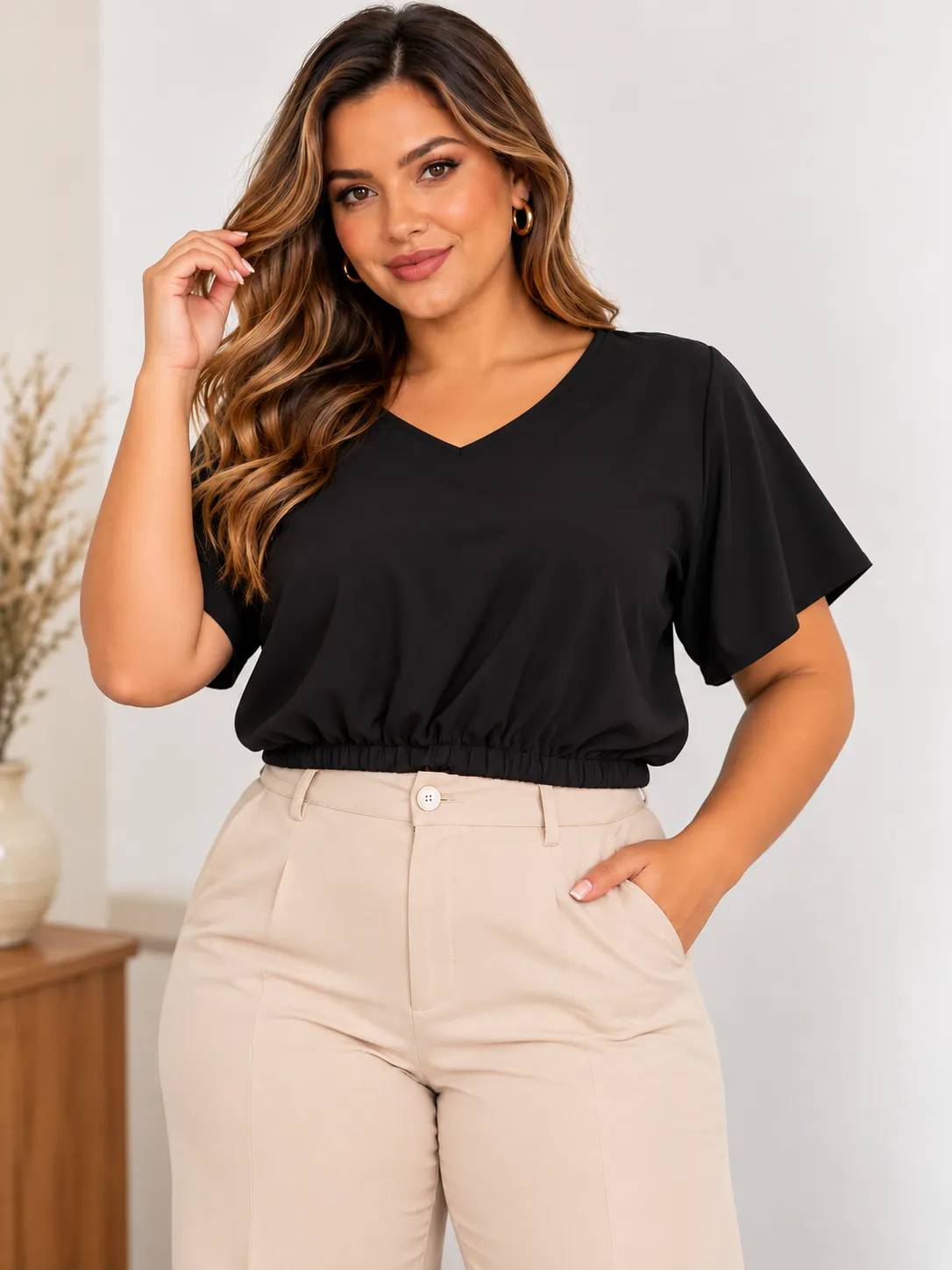 Blusa curta Tam U Tecido Duna REF.1919