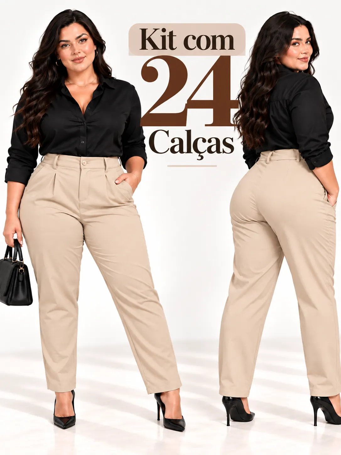 Kit24 Calças PLUS SIZE Alfaiataria Reta Atacado REF.004