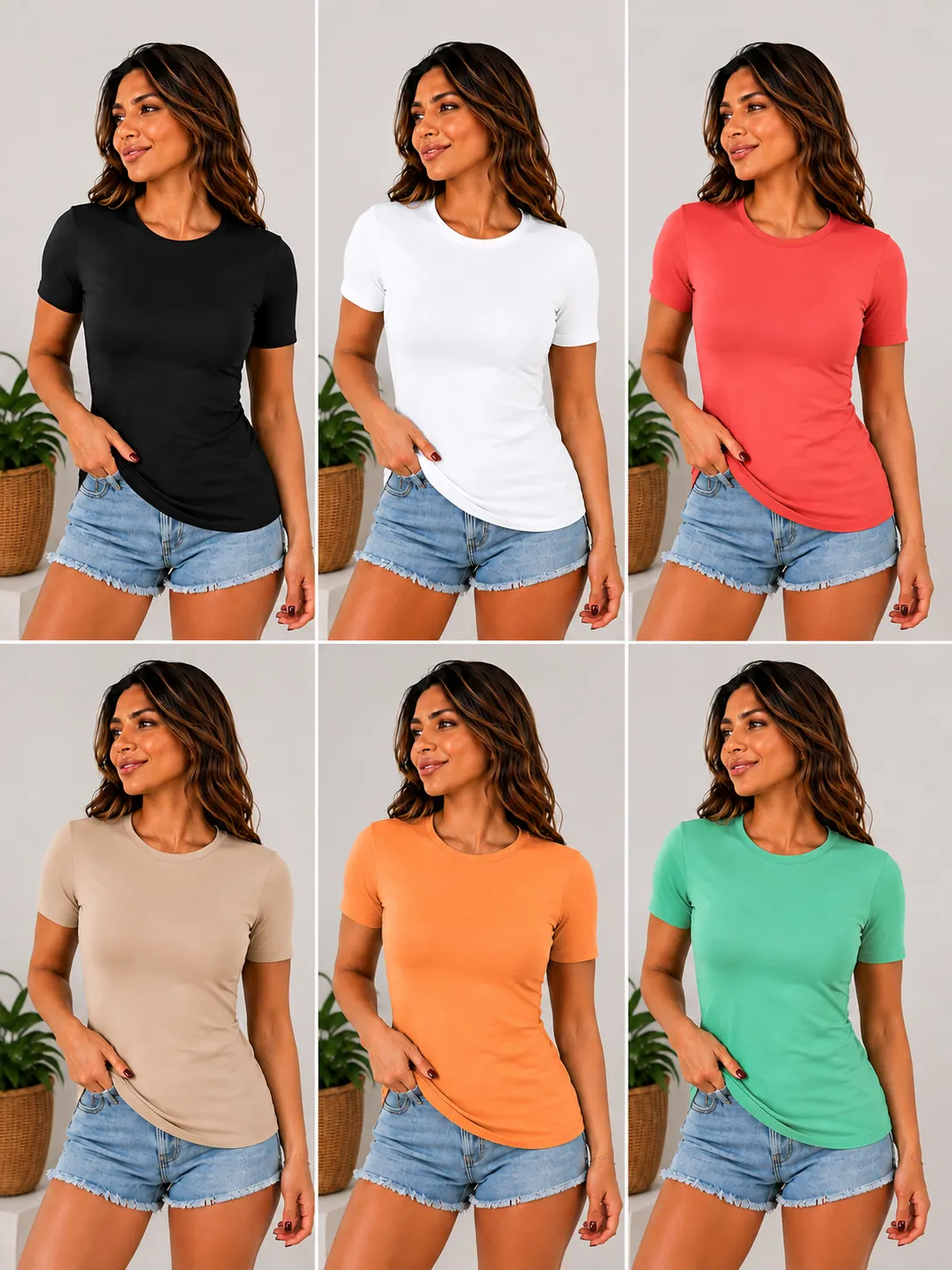 Blusa Manga Curta Feminina Viscolycra Importada