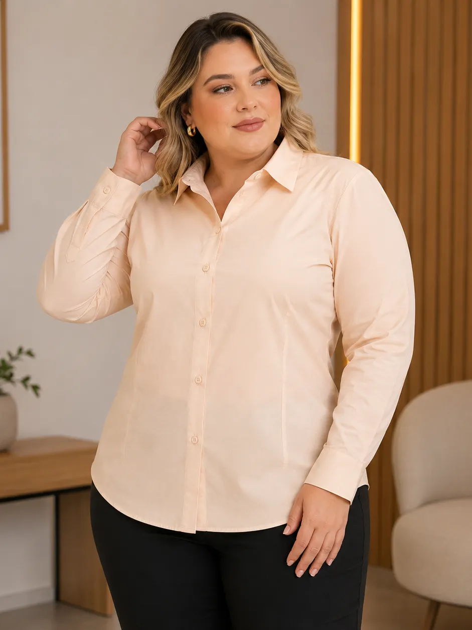 Camisa Plus Size Manga Longa REF.A033