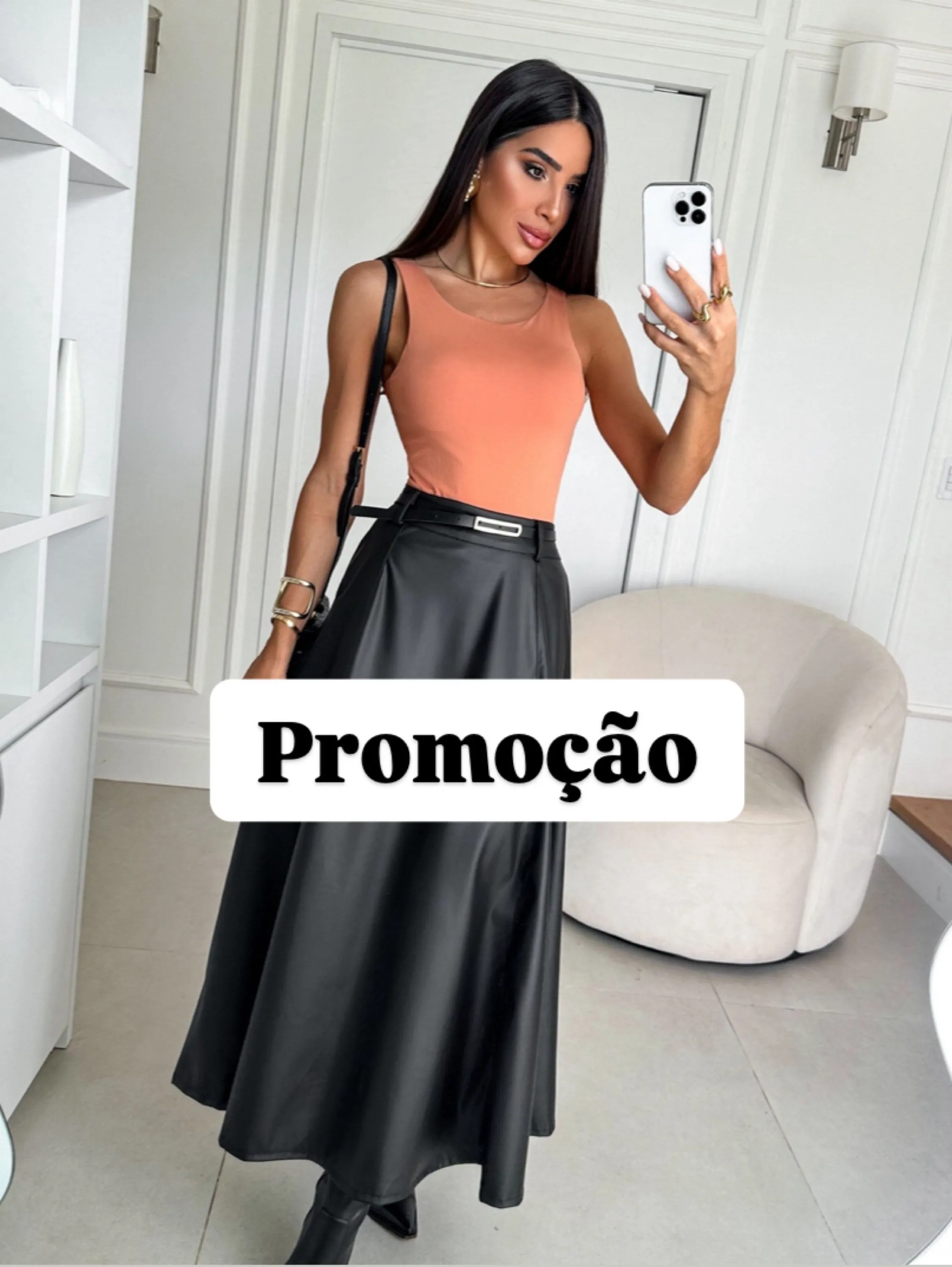 PROMOÇÃO 🔆 Saia Longa Couro 🔆