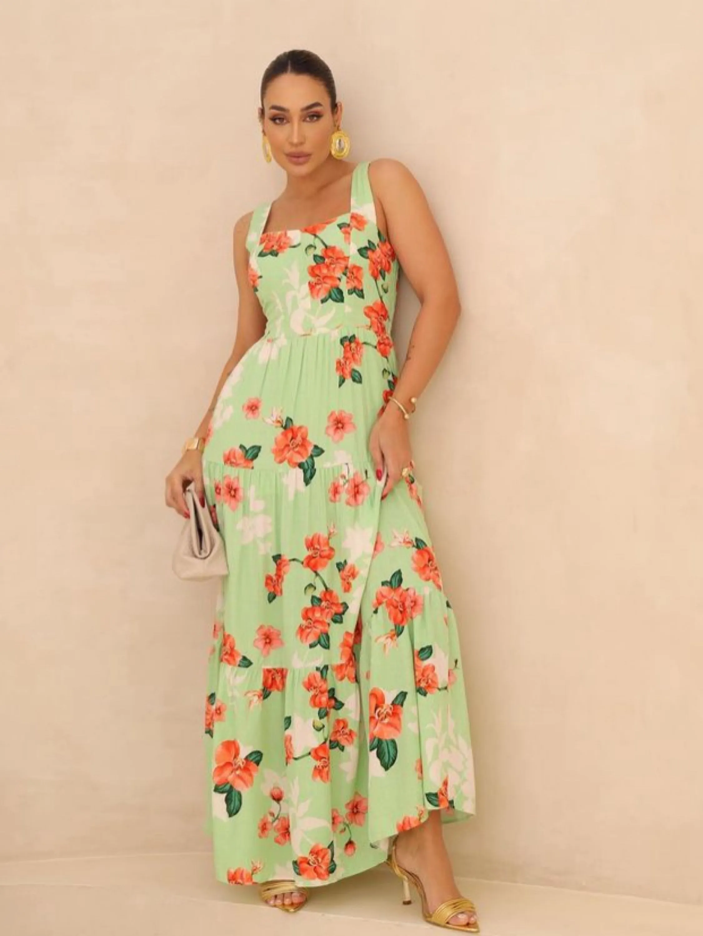 Vestido Alça Flores Jurema Cod215