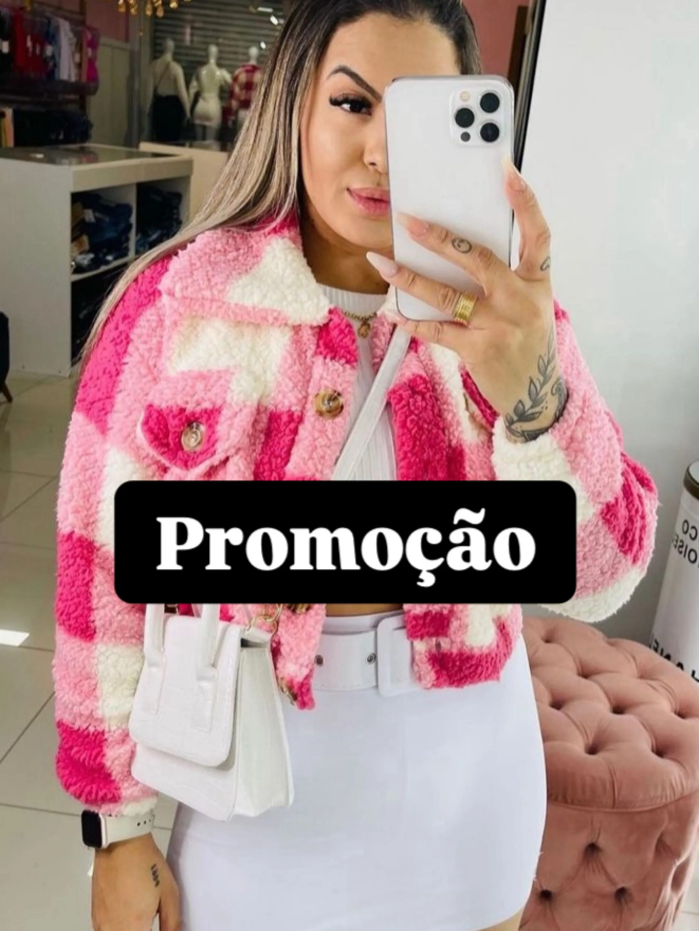 PROMOÇÃO 🔆 Cropped Tedy Xadrez Botões 🔆