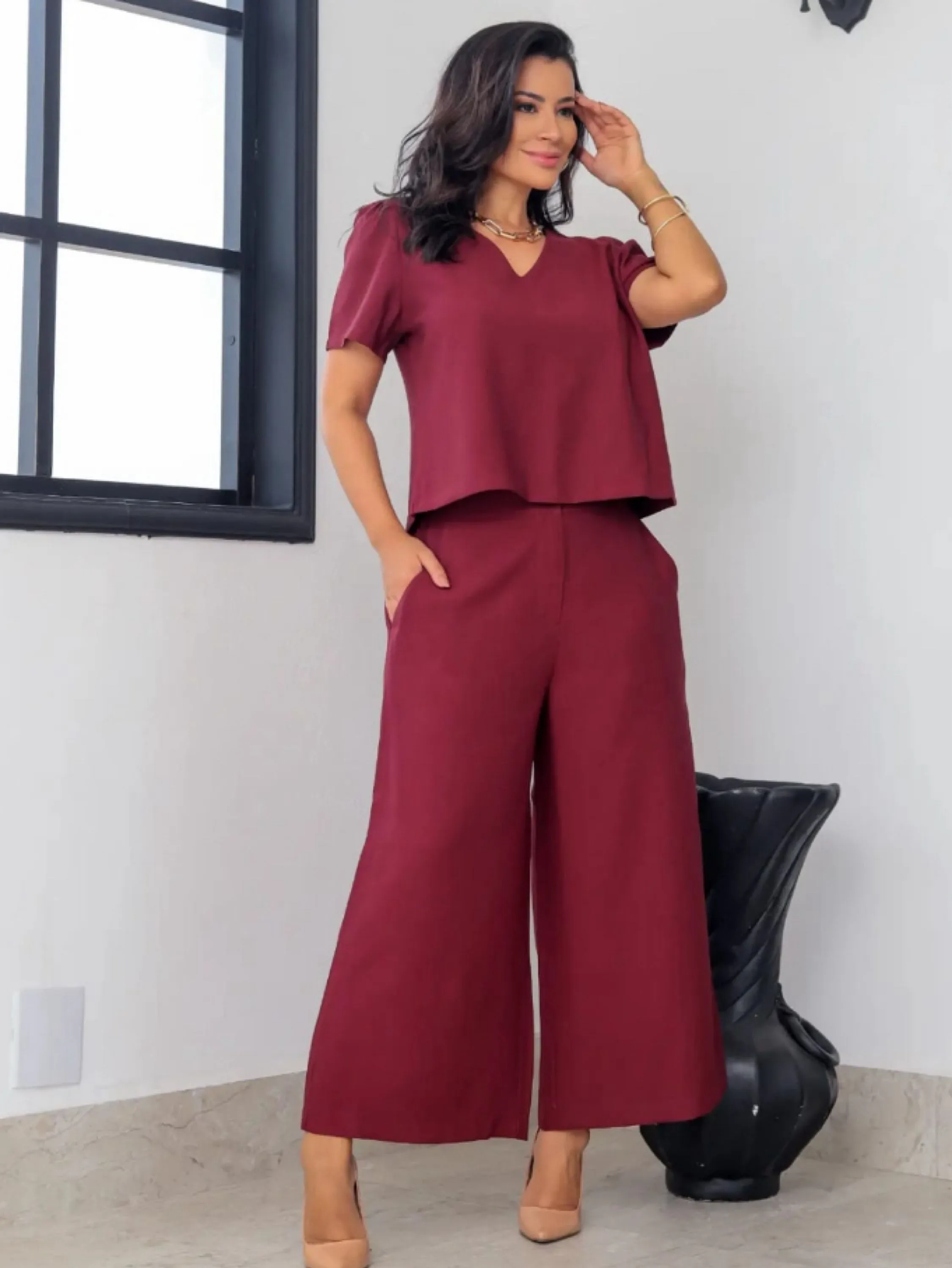 Conjunto Felícia Calça Pantacourt + Blusa Cod083