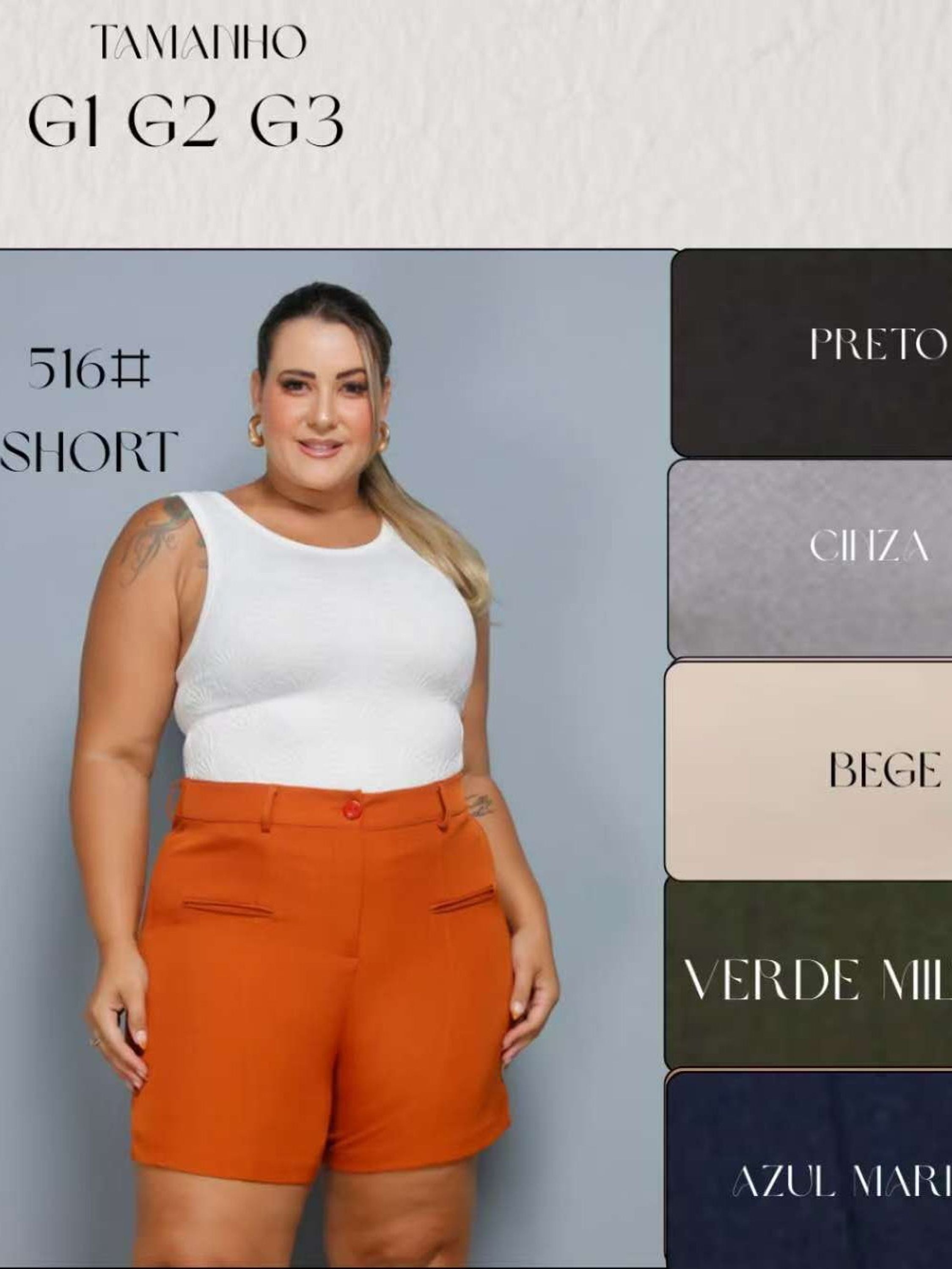 Bermuda plusize em twill linho