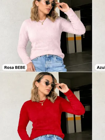 Blusa Pelinho Feminina Casual Manga Longa