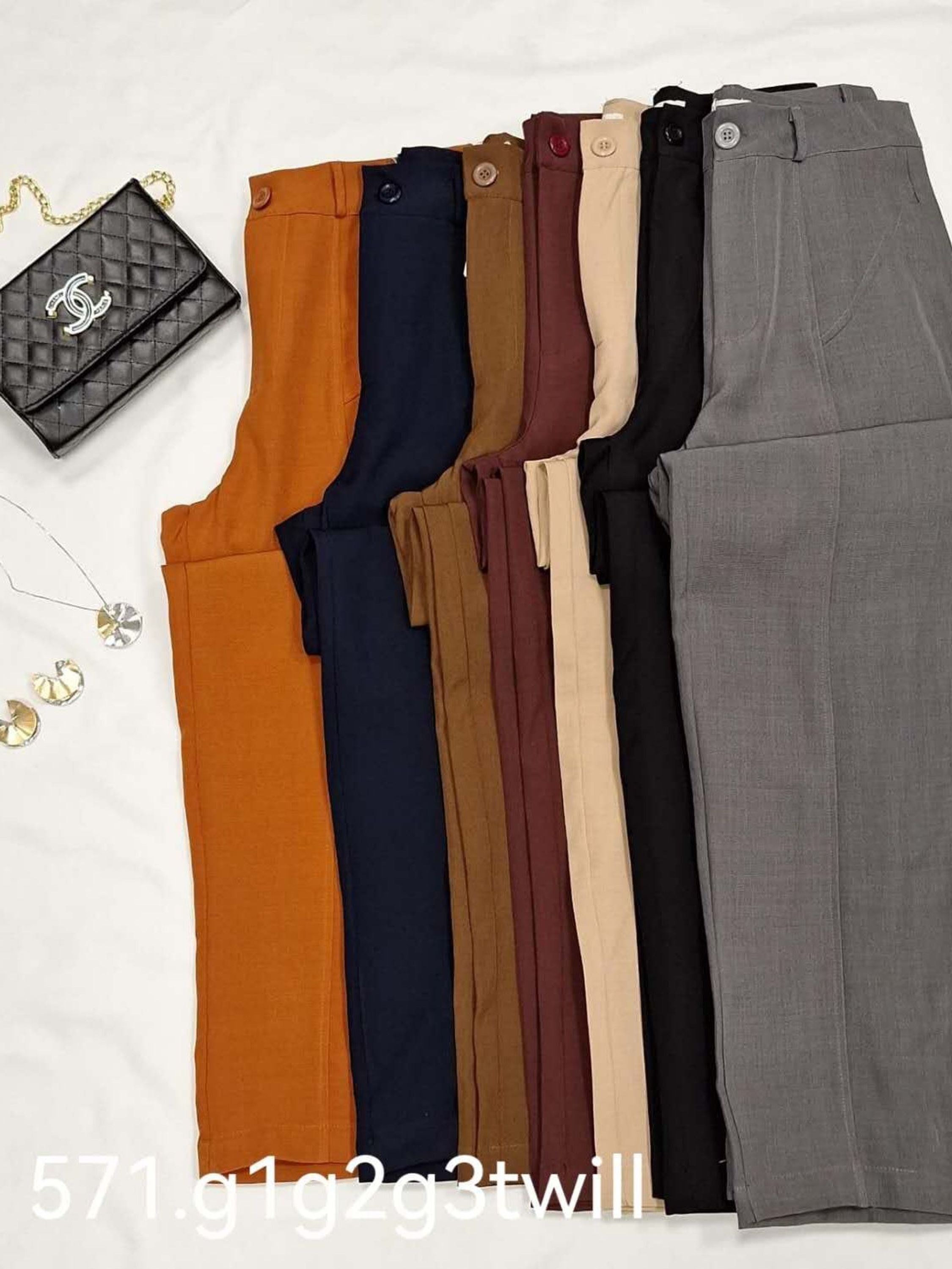 Elegante calça plusize em twill linho