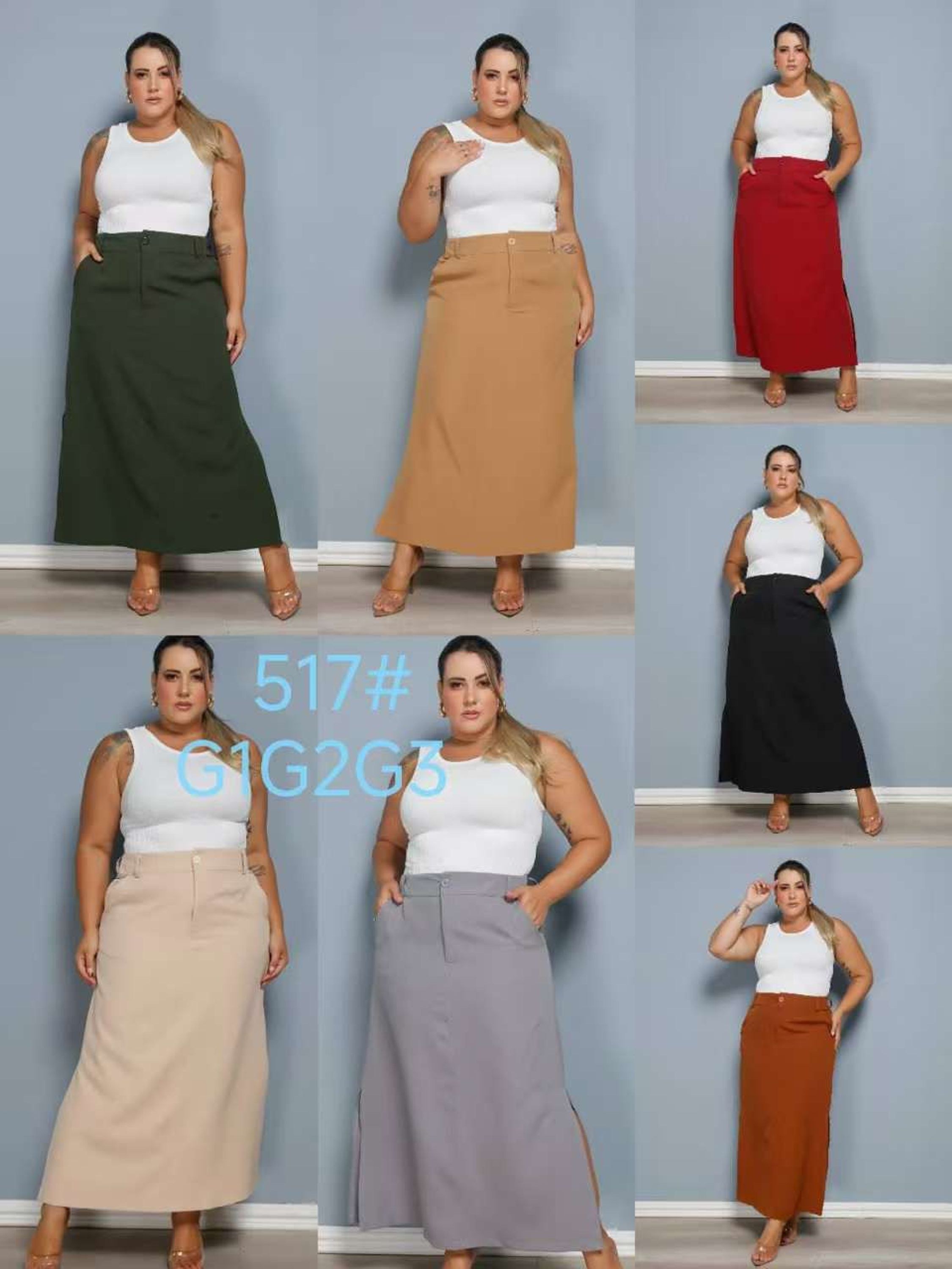 Saia Alfaiataria plusize fenda lateral