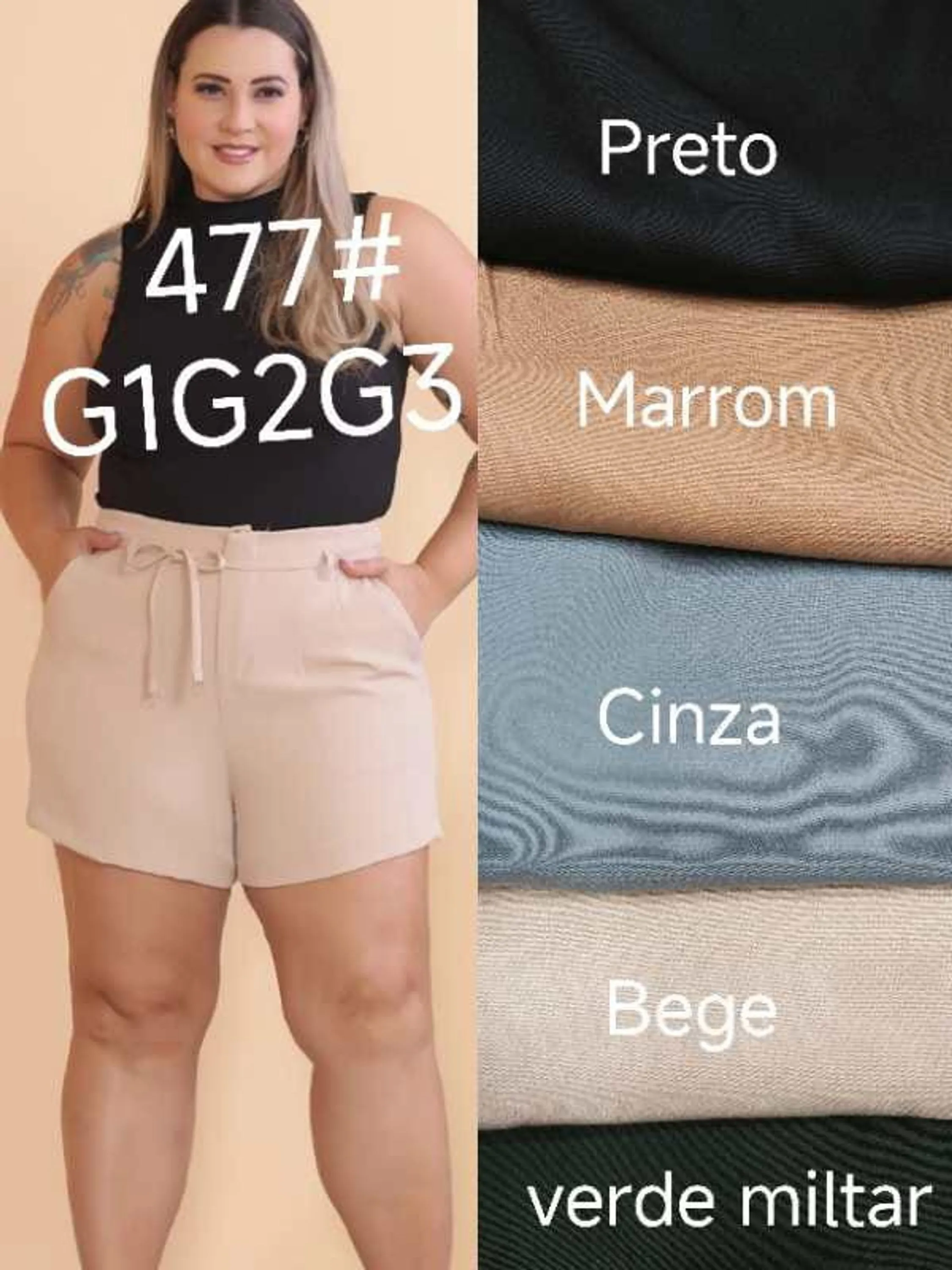 Shorts plusize em alfaiataria