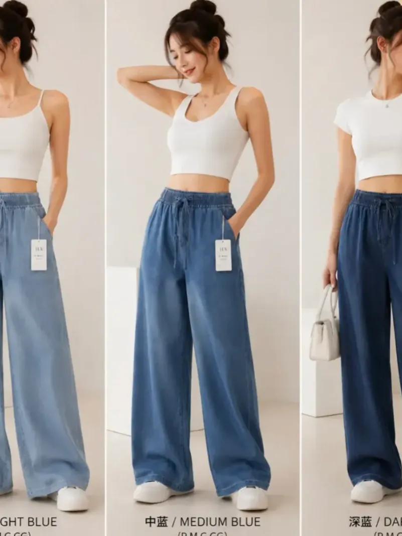 Calça Pantalona Fake Jeans #Mn1666 P M G GG Toque Algodão