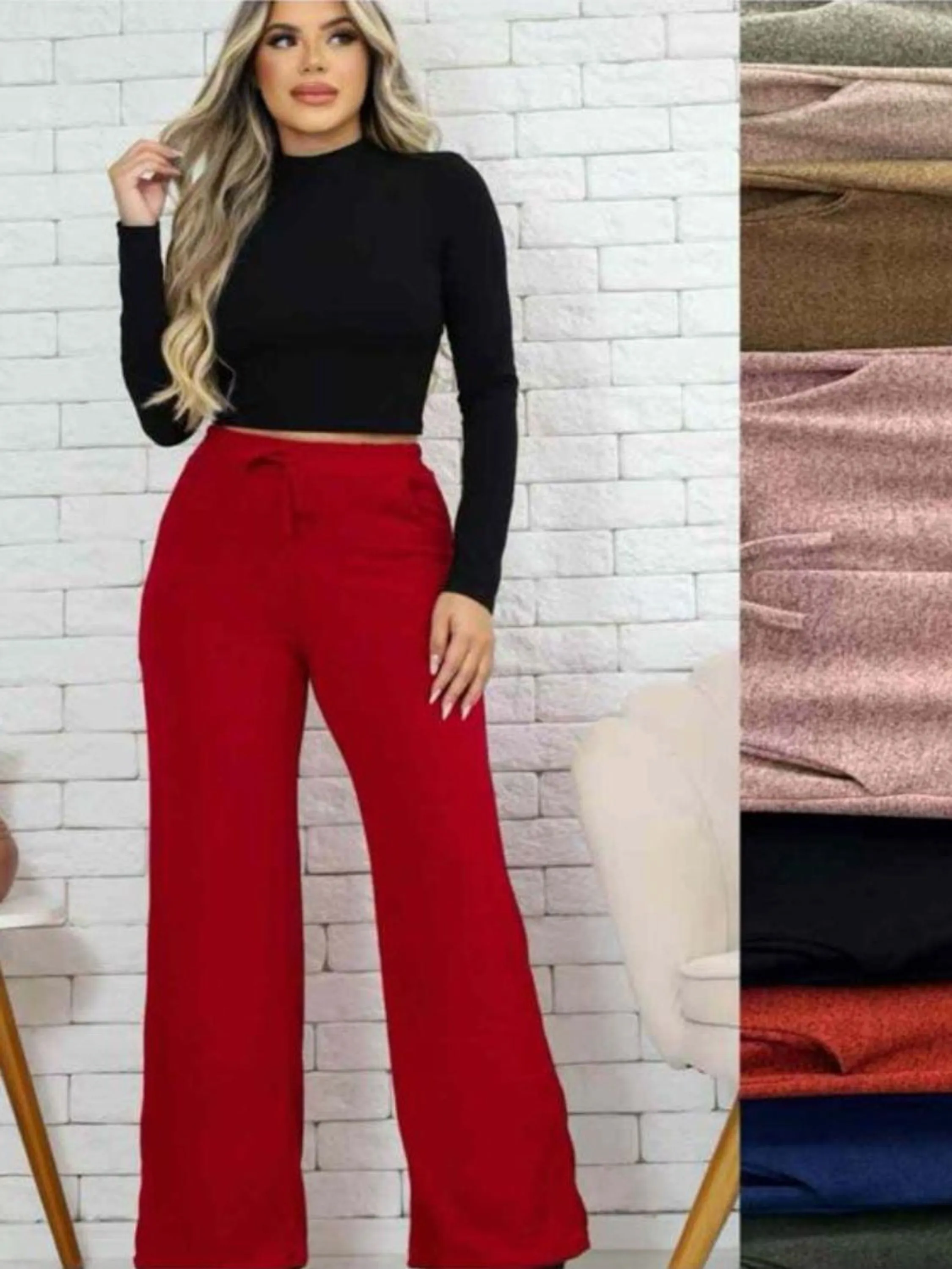 Confortável calça pantalona lanzinha