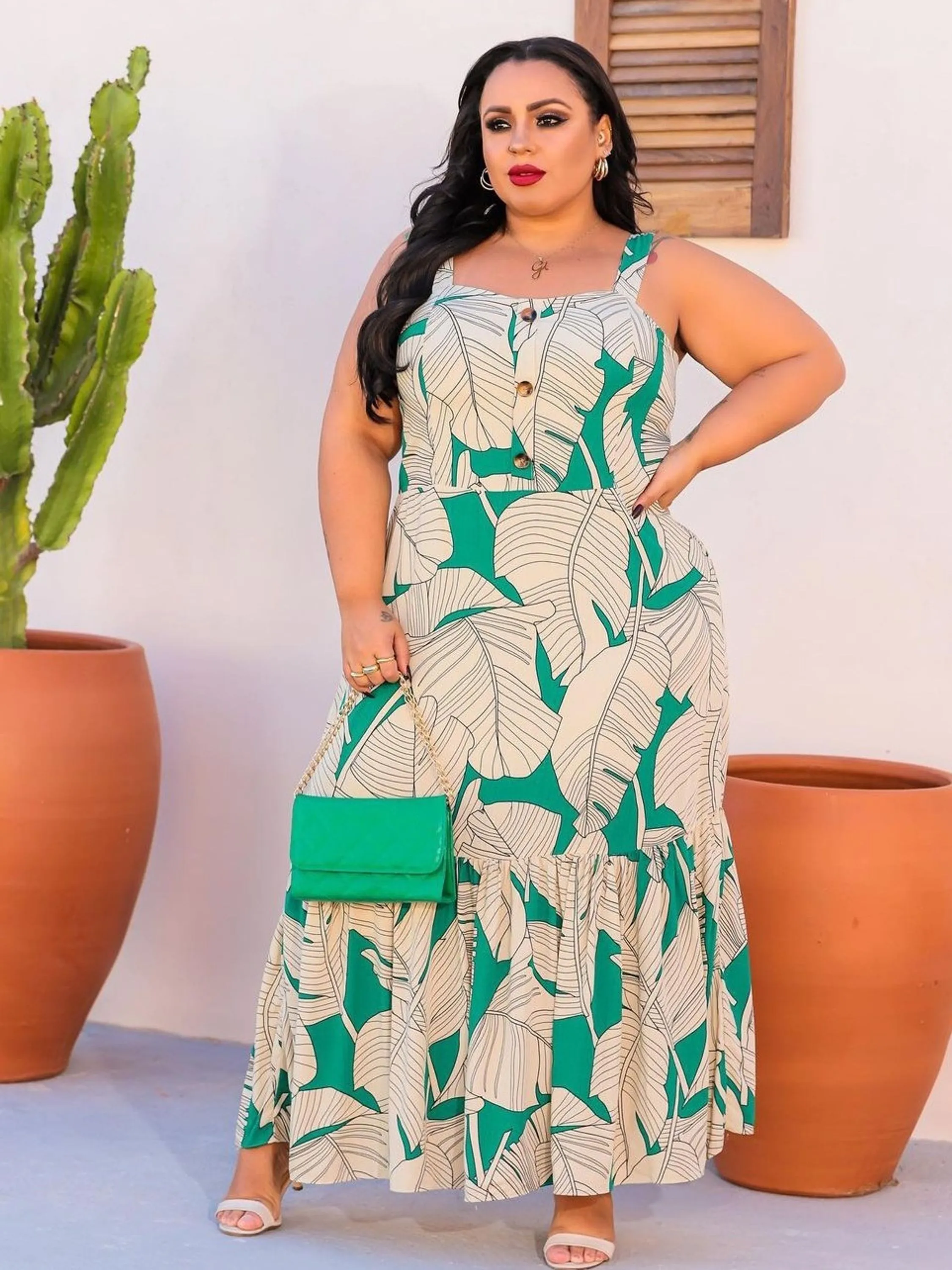 Vestido Plus Size Botão