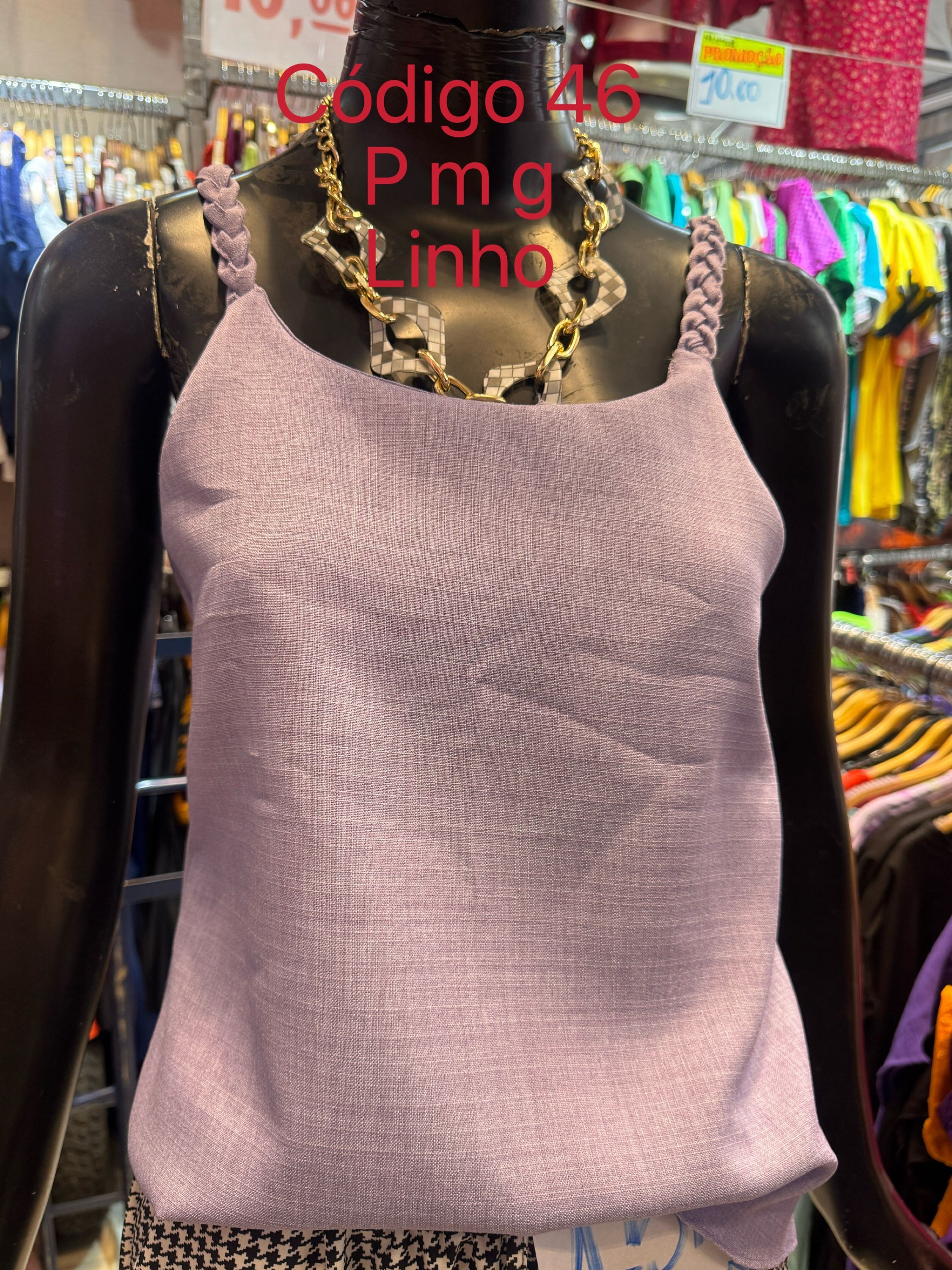 Regata linho variado cor m g gg com 4 peça