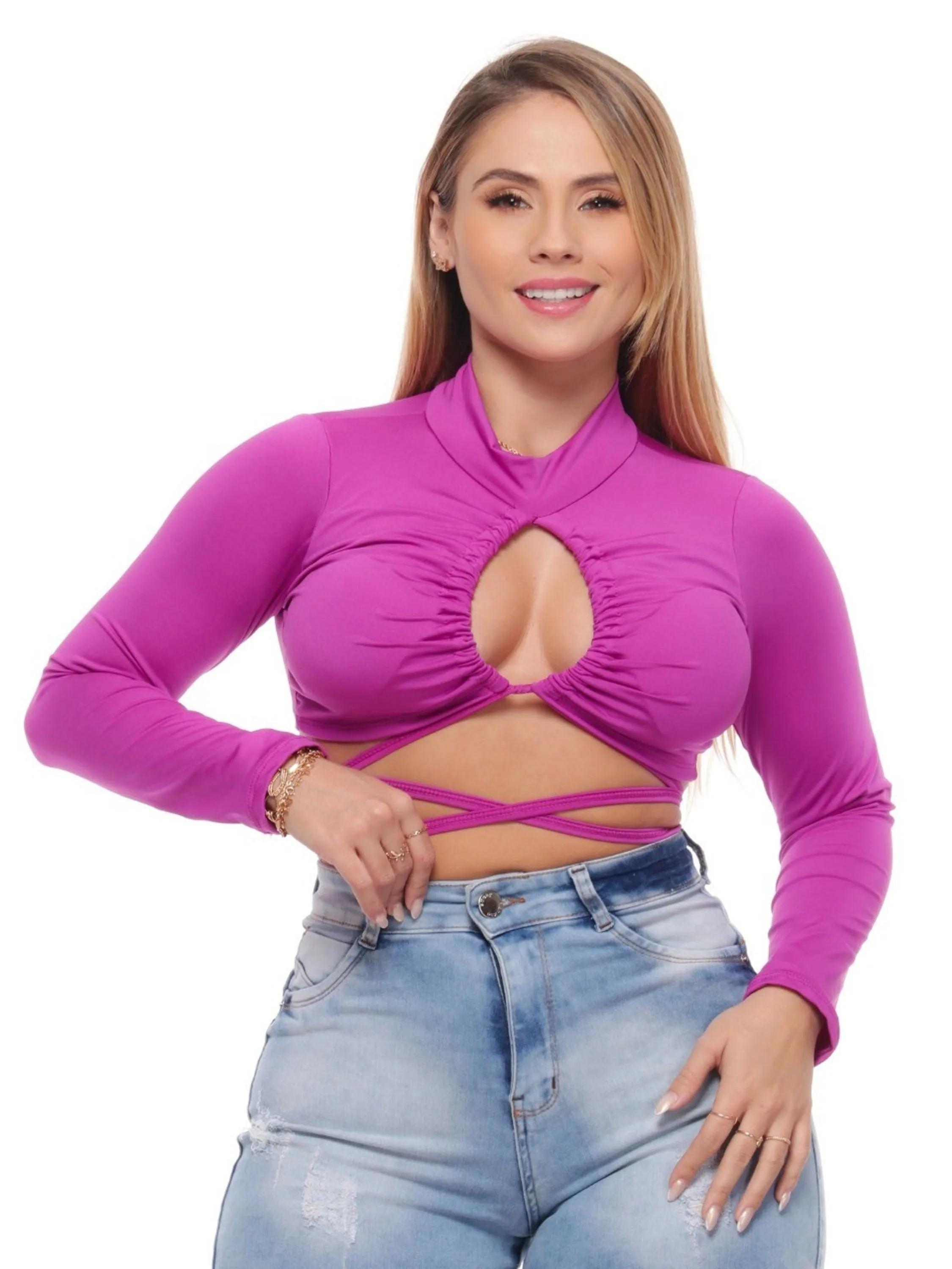 REF 491 CROPPED FEMININA MANGA LONGA