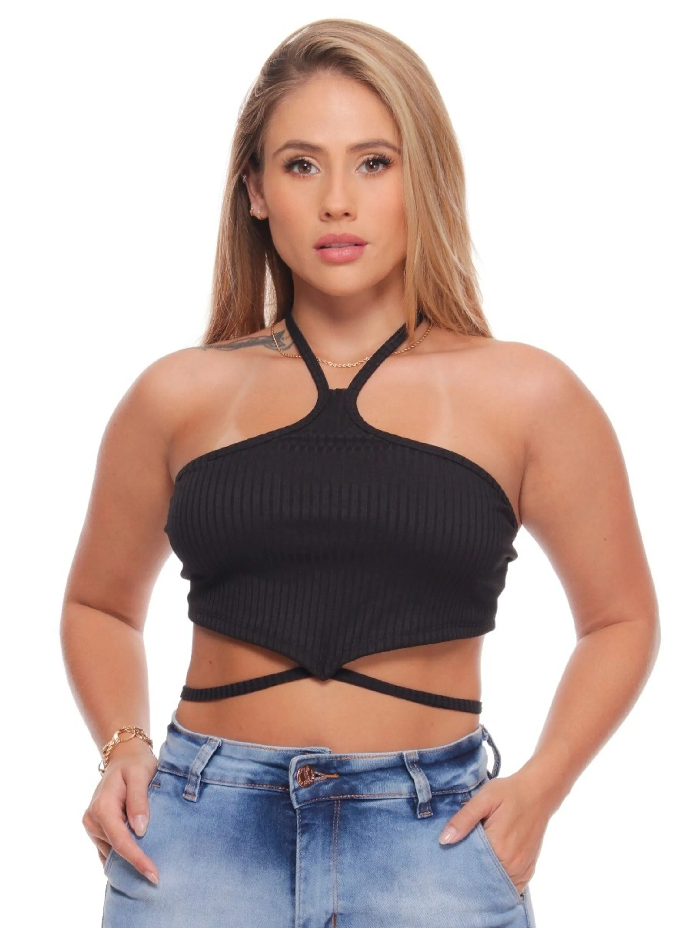 REF 313 CROPPED FEMININA CANELADO