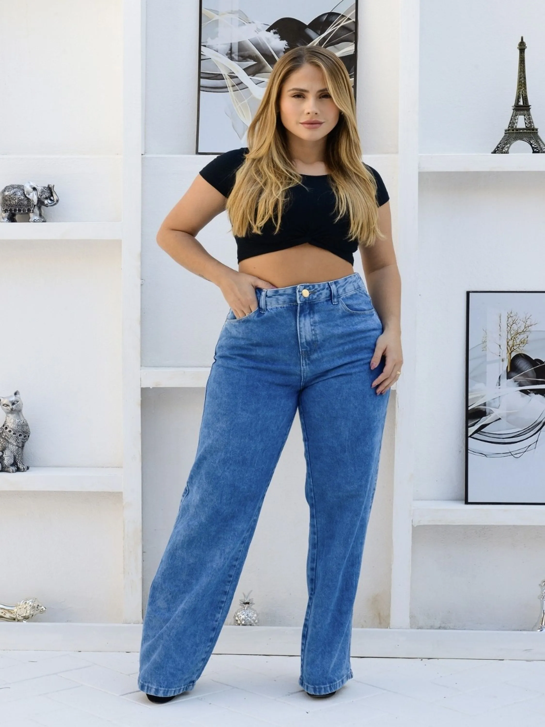 REF 928 CALCA JEANS FEMININA WIDE LEG