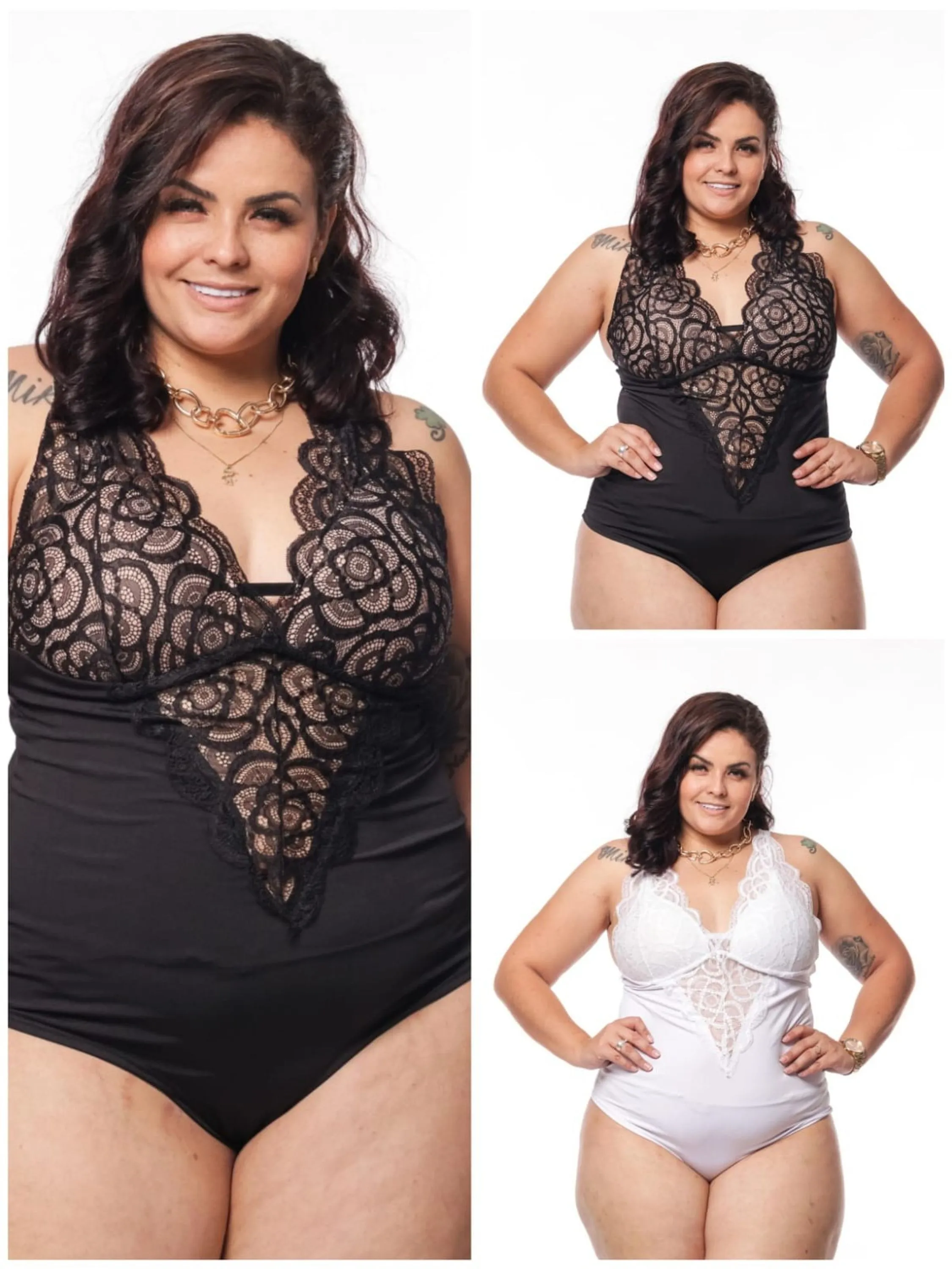 Ref 460 BODY FEMININA PLUS RENDA