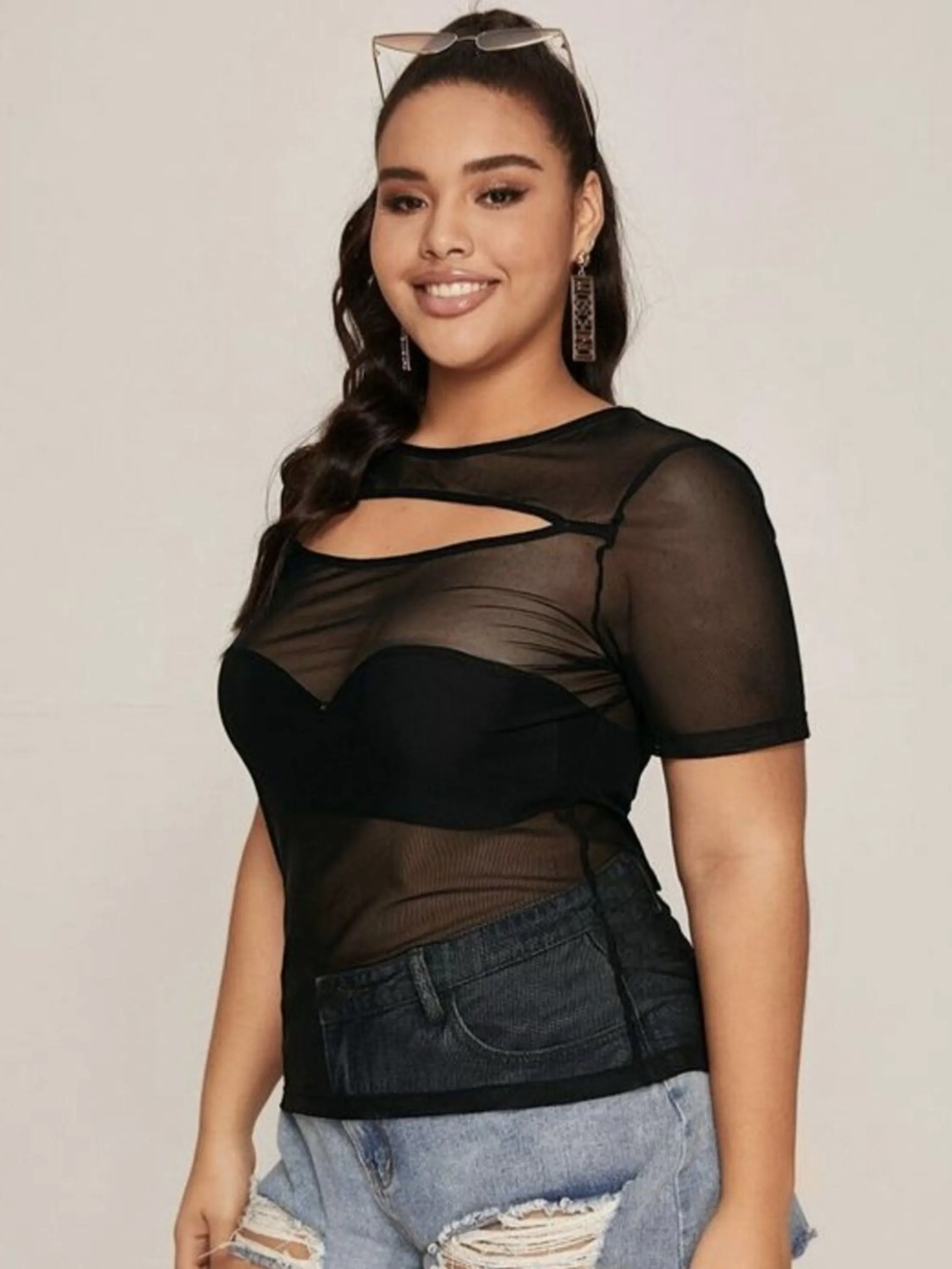 REF 77 BLUSA FEMININA TULE PLUS SIZE