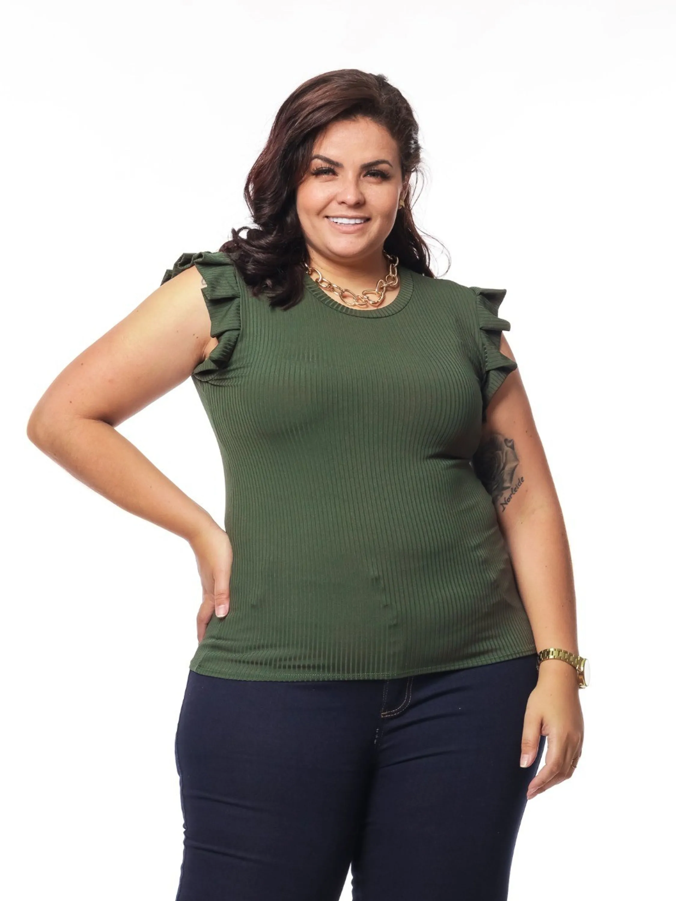 REF 220 BLUSA FEMININA CANELADO PLUS SIZE