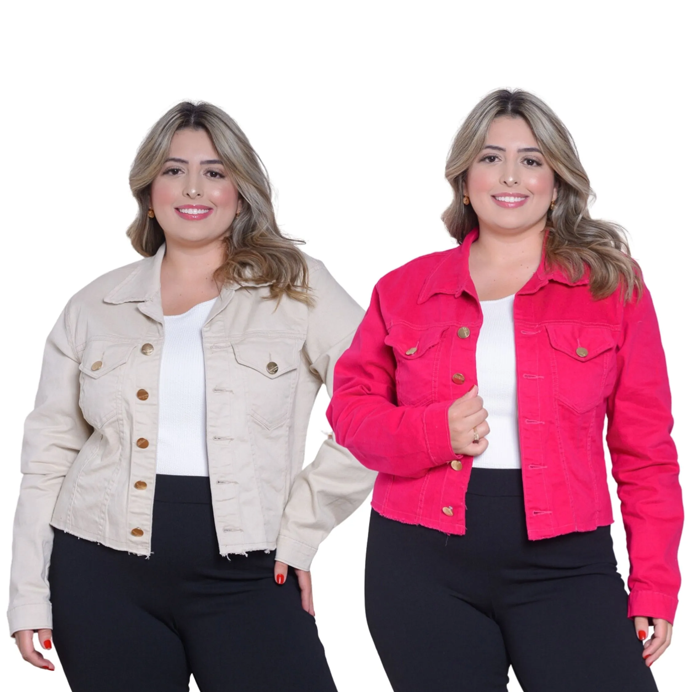 Jaqueta Feminina Sarja Color Elastano PLUS SIZE G1 G2 G3 G4