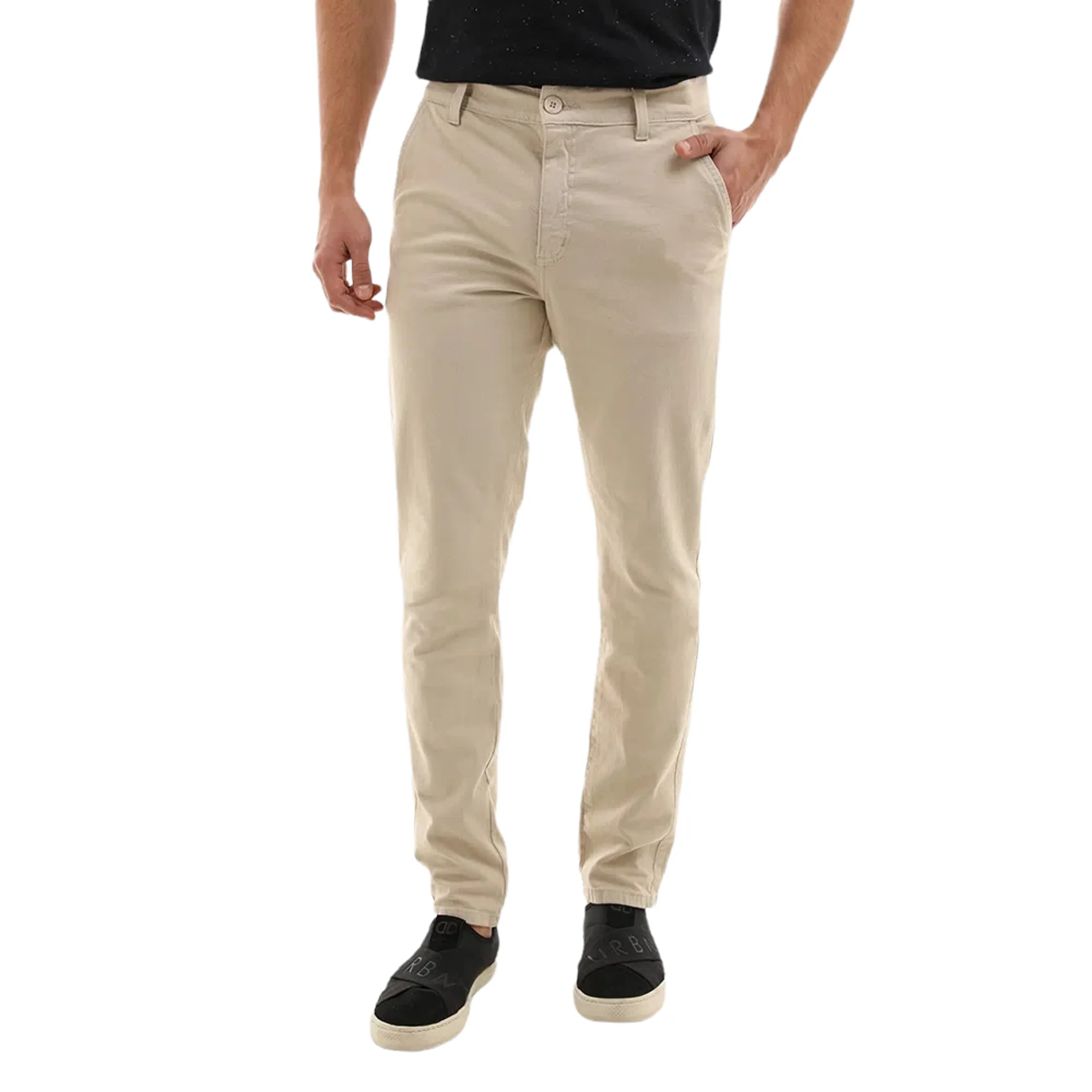 Calça Sarja Masc c/ Elastano Alfaiataria Slim Fit Cáqui