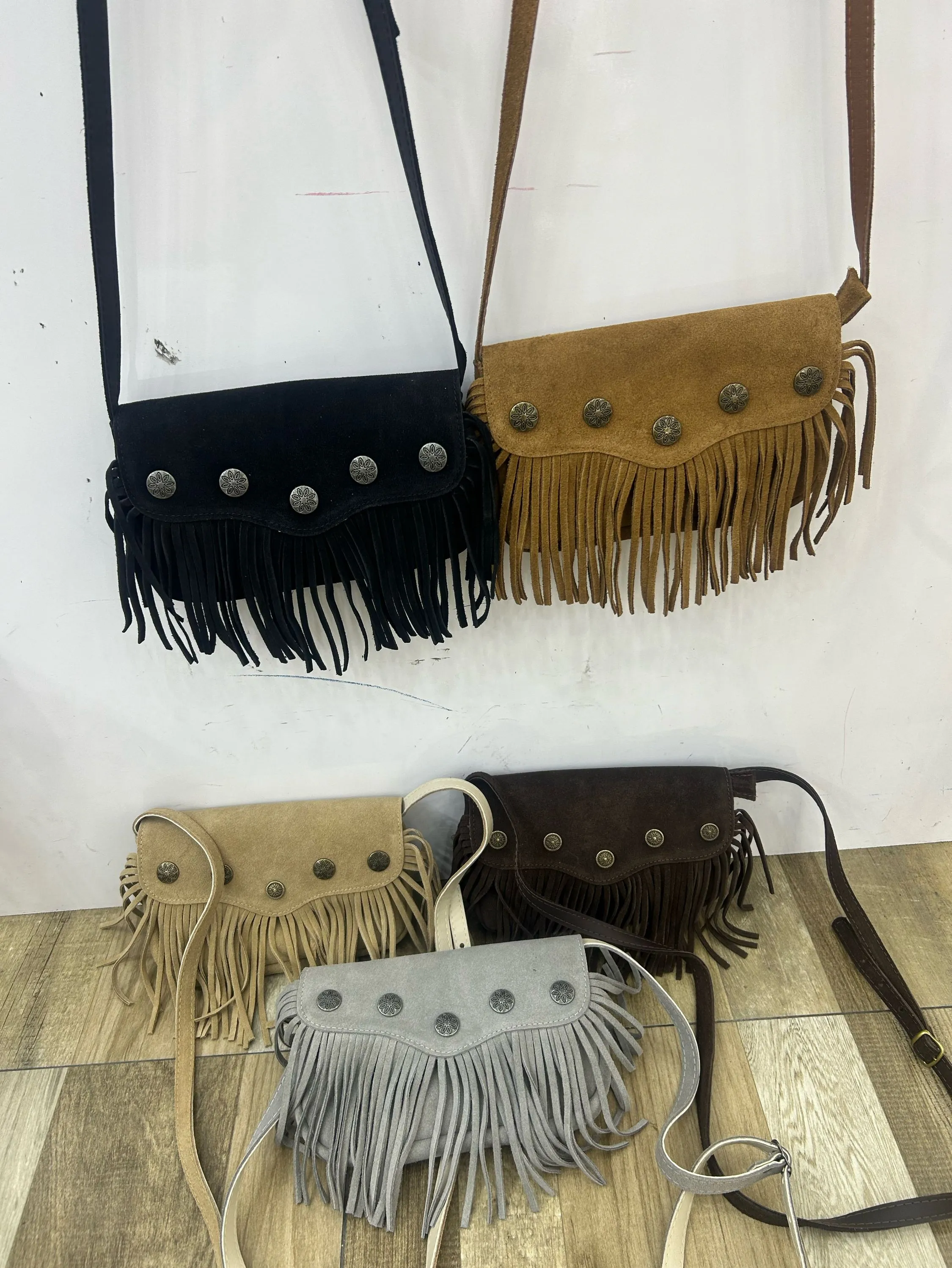 bolsa franja de couro