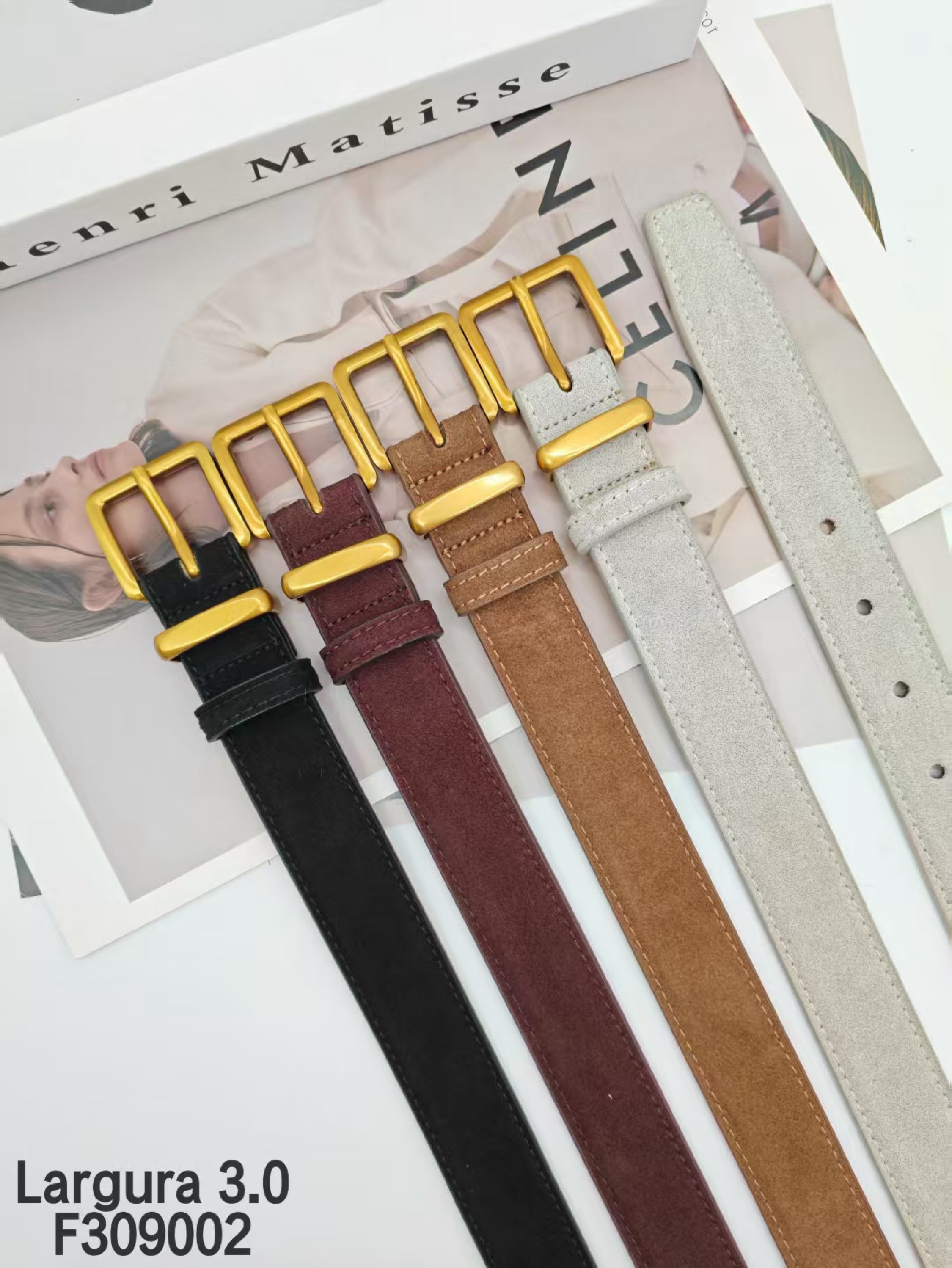 cinto couro legítimo de camurça