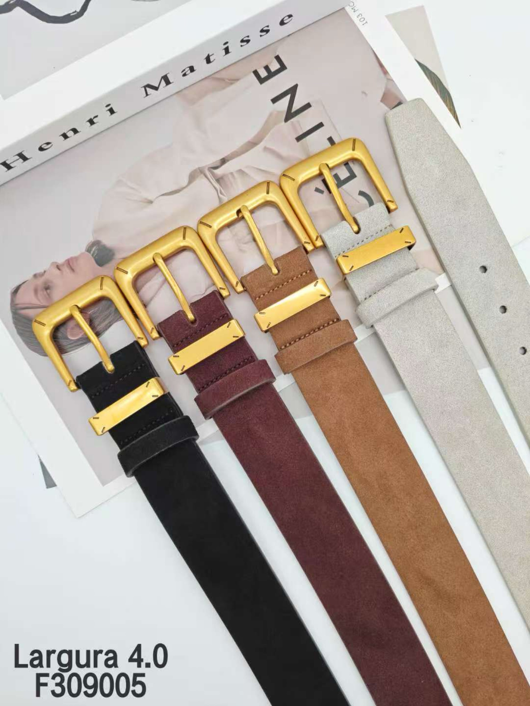 cinto couro legítimo de camurça