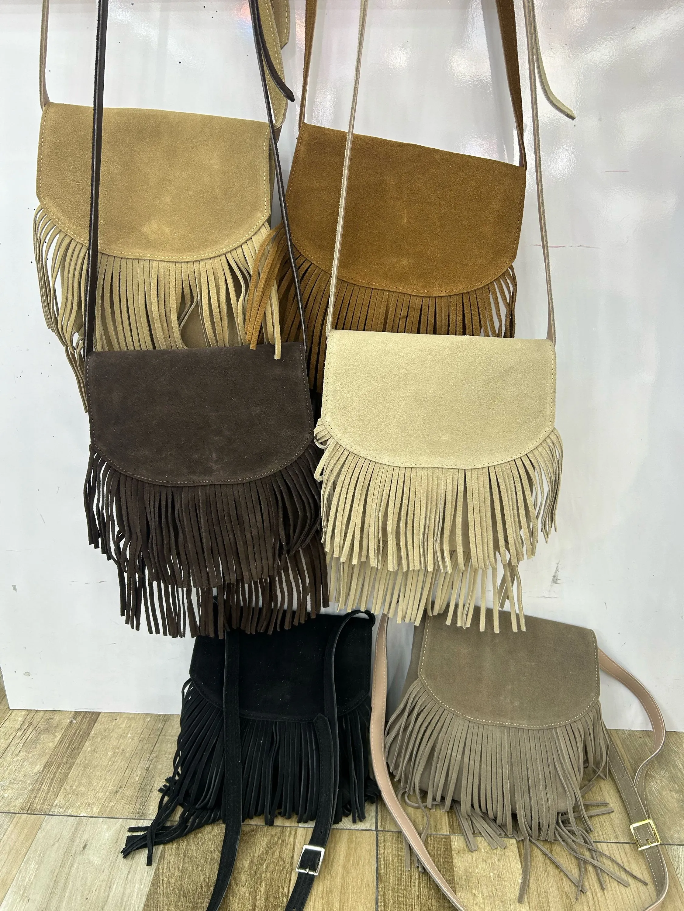 bolsa franja de couro