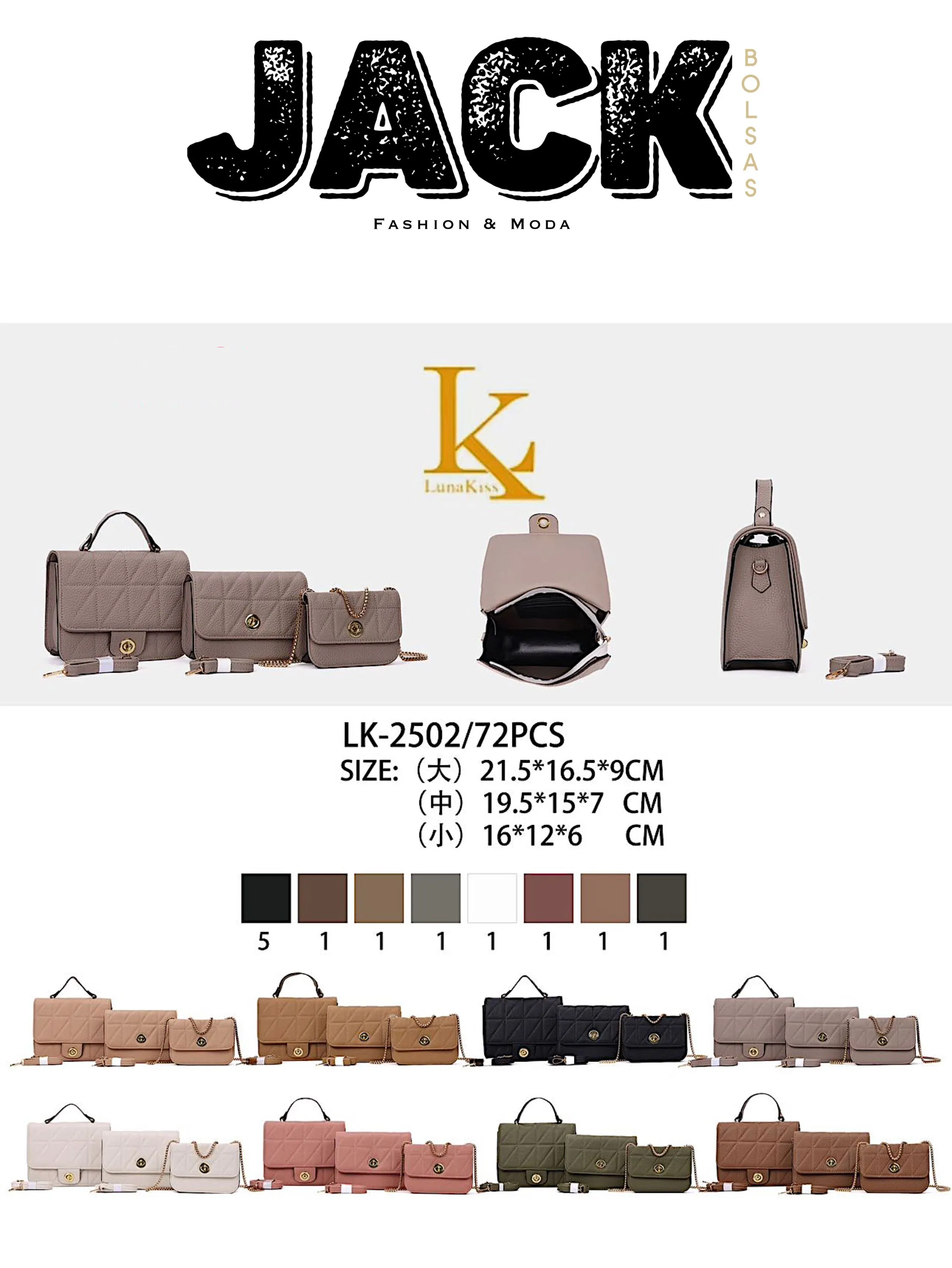 BOLSA FEMININA KIT 3 PCS 2502