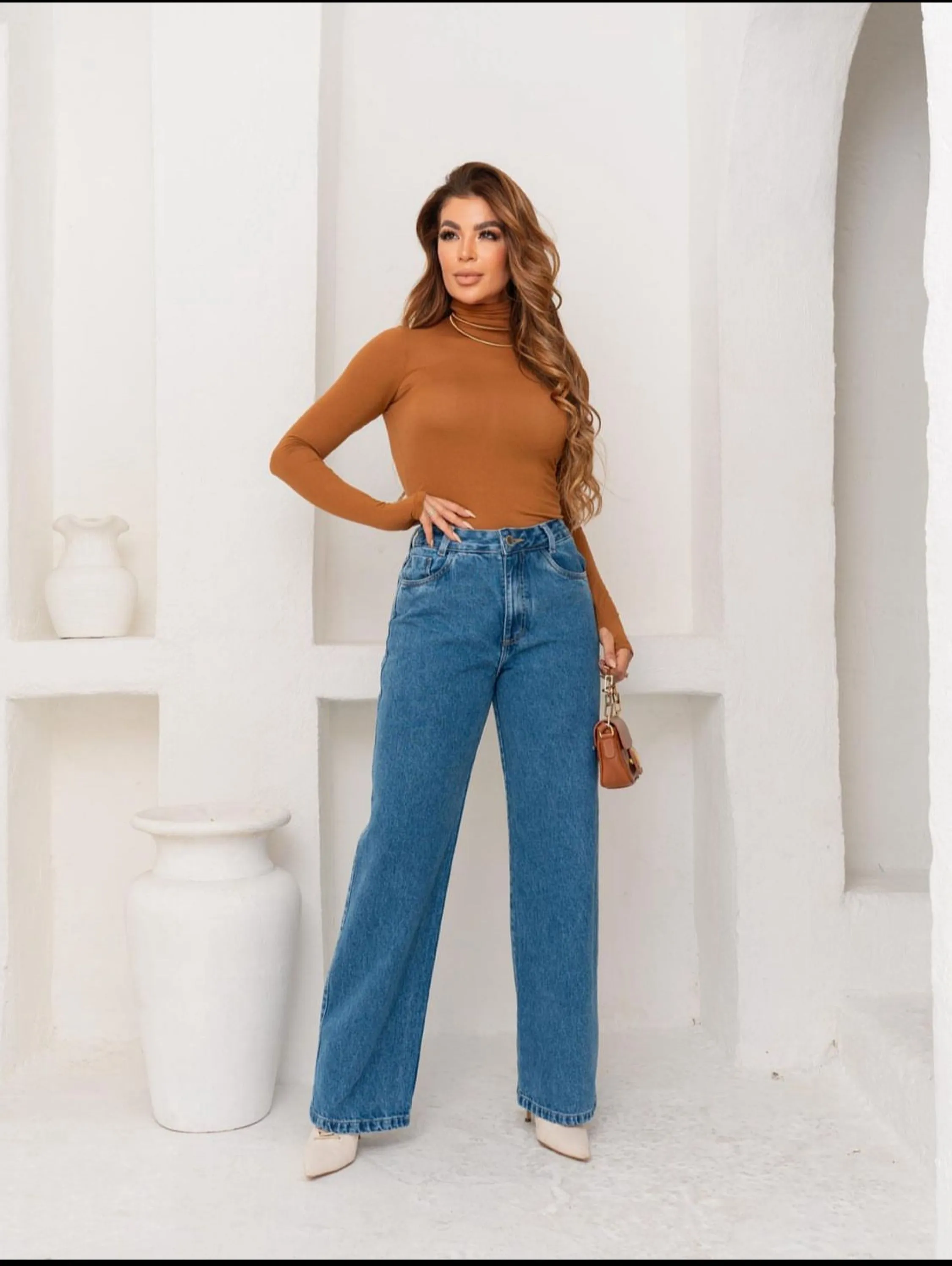 Calça jeans wide leg premium