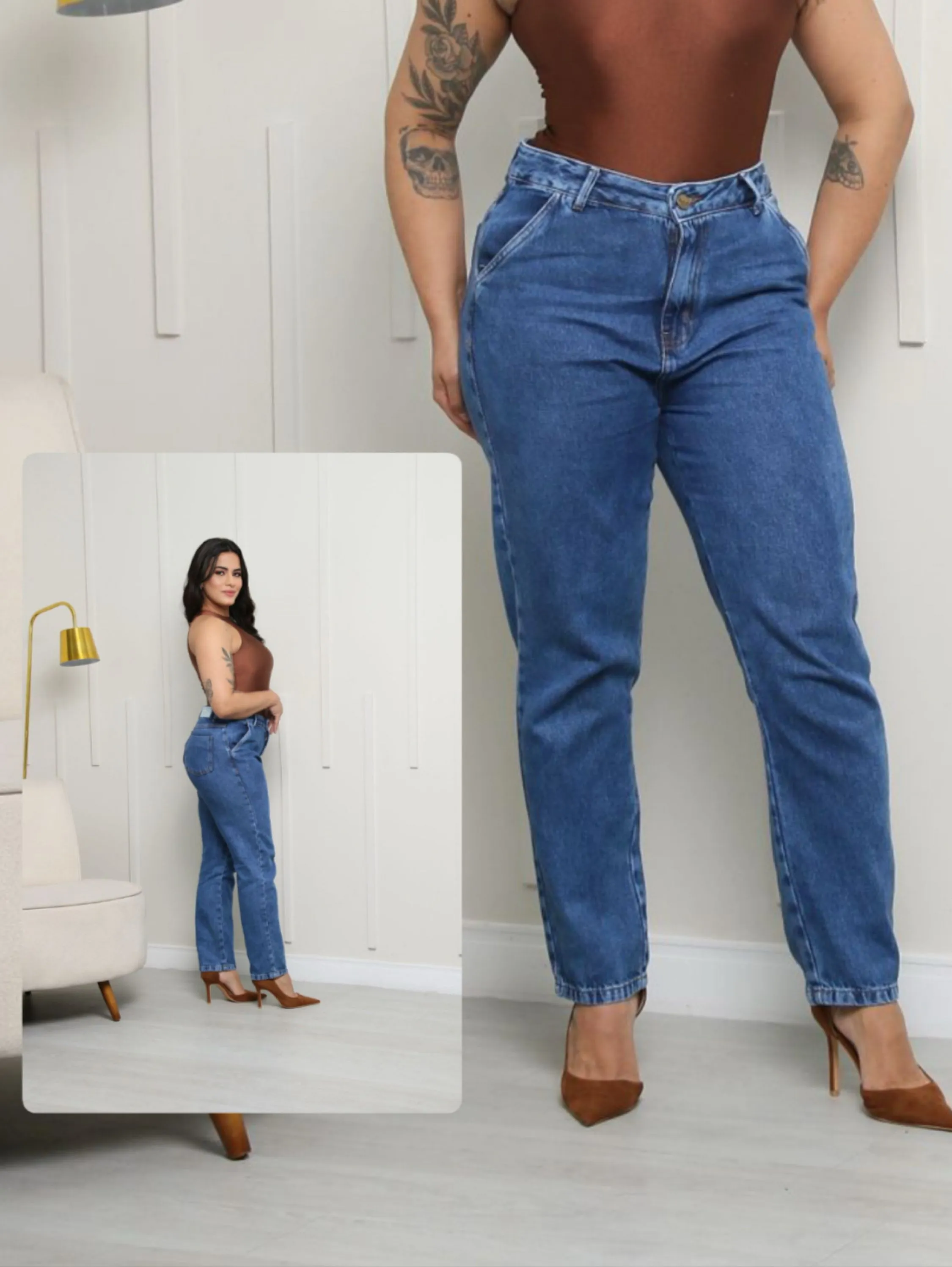 Calça mom jeans escura