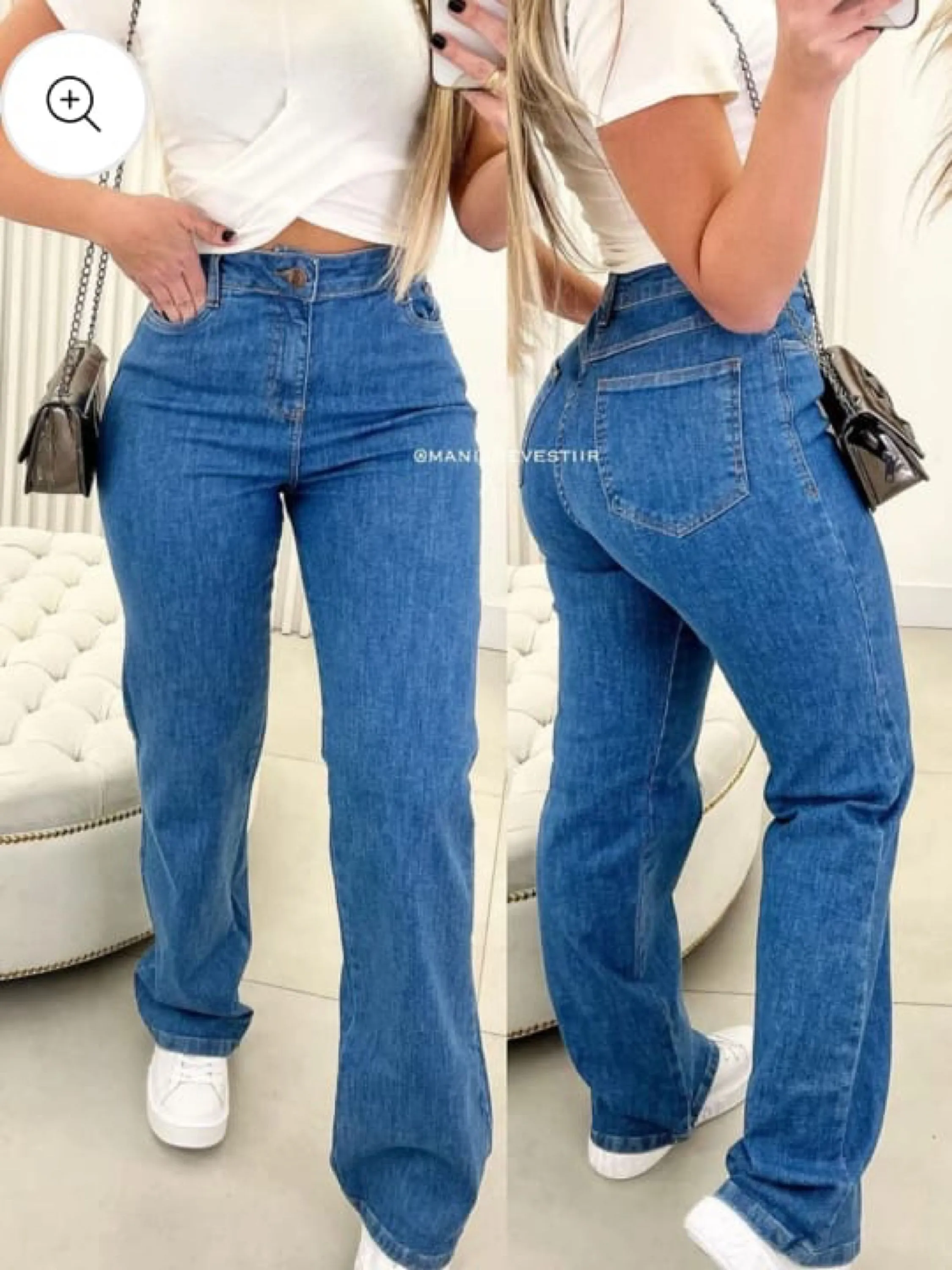 Calça jeans wide leg premium