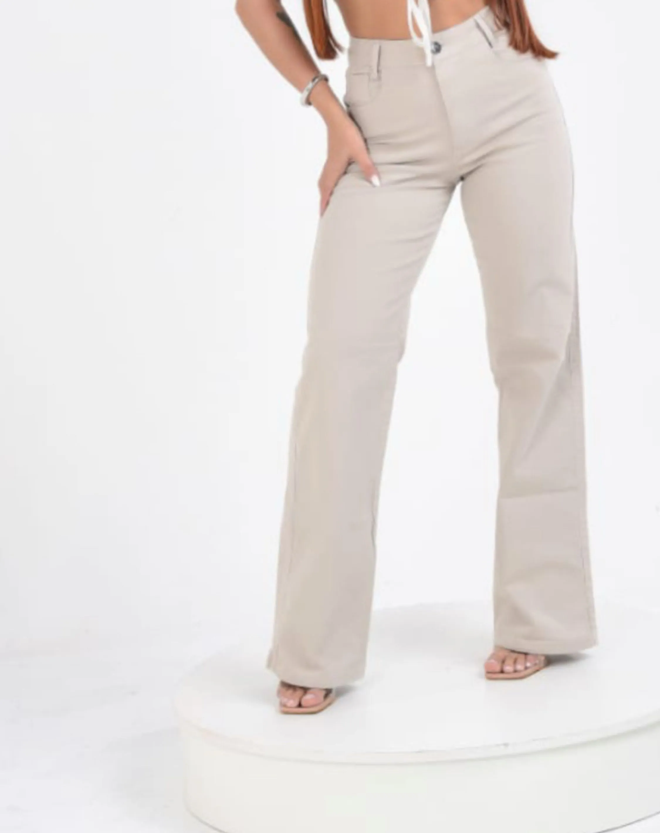 Wideleg Elastano Lavagem Areia