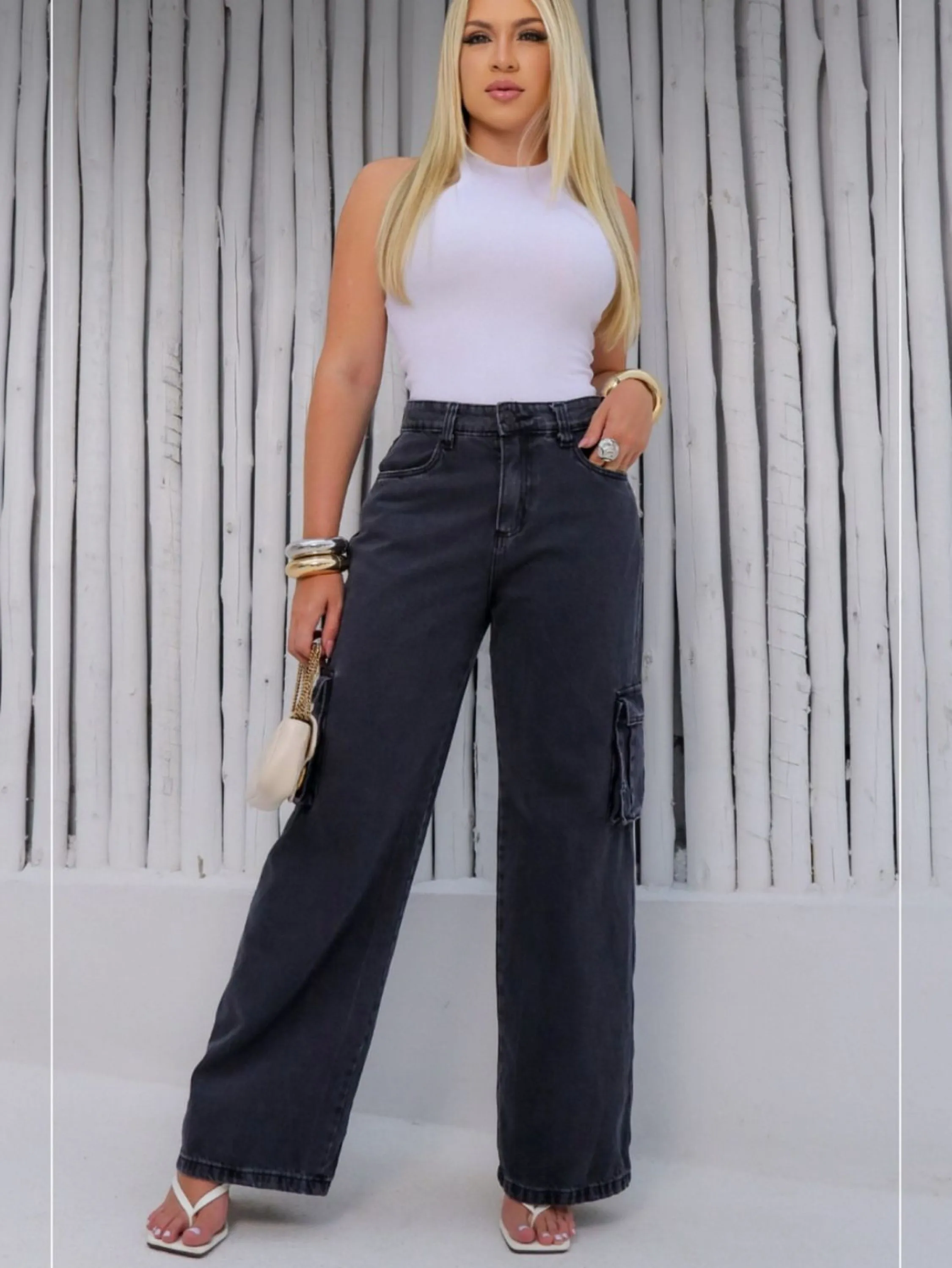 Wide leg jeans cargo