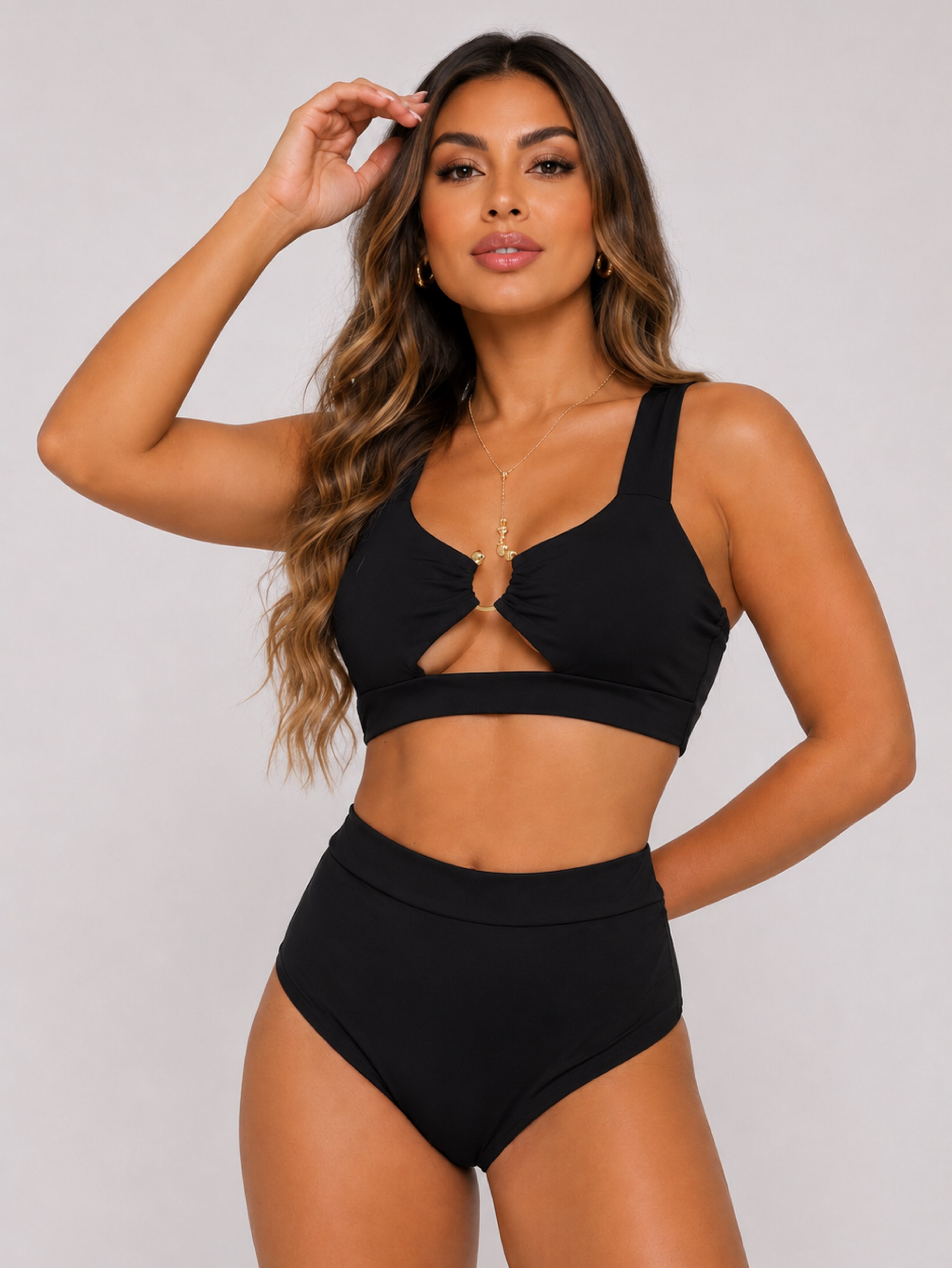 Biquini Cintura Alta Cropped Argola