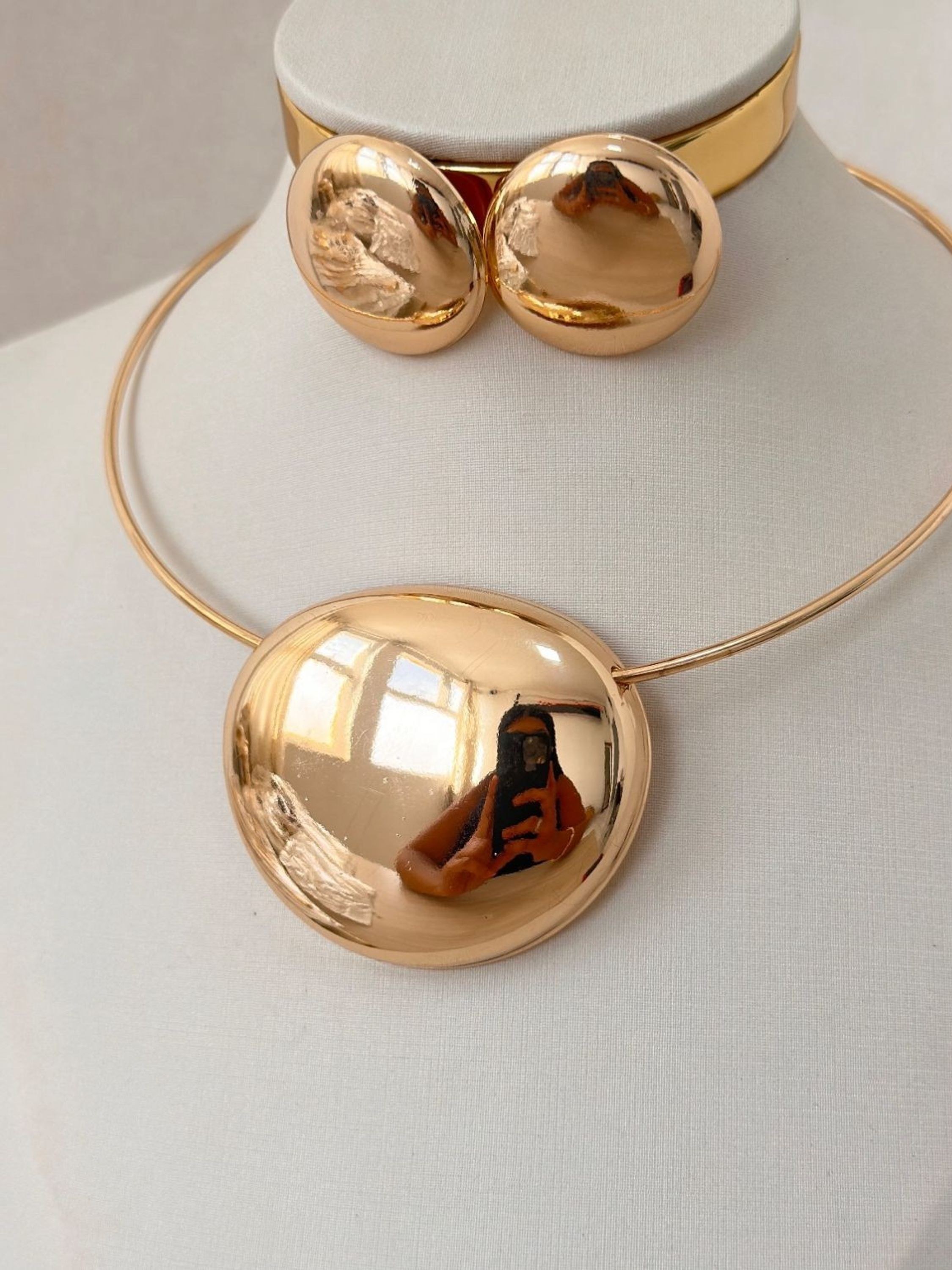 Conjunto Brinco + Colar Aro Banhado