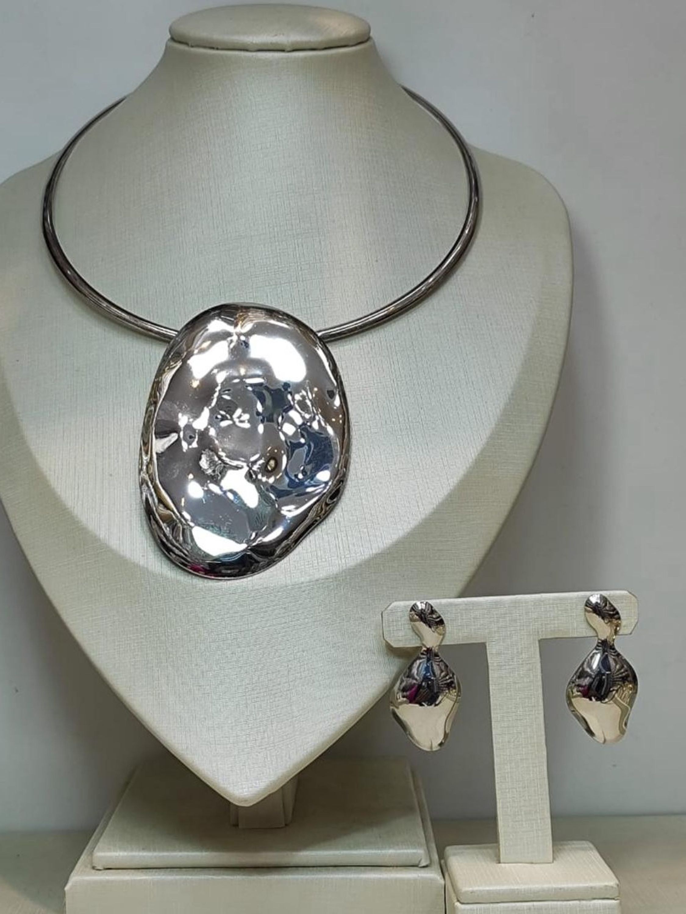 Kit Orgânico Colar e Brinco Maxxi Folheado