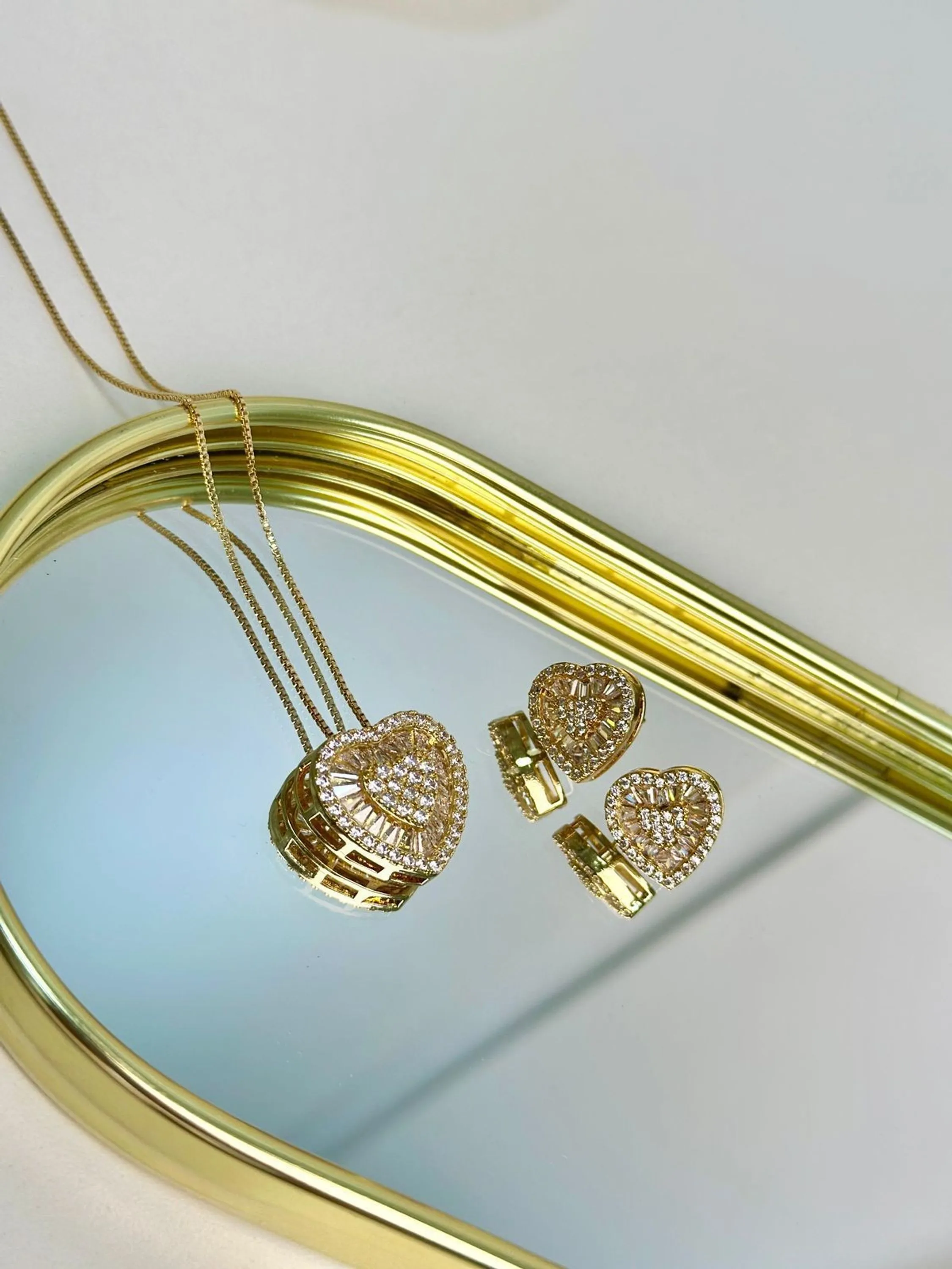 Kit Luxo Colar e Brinco de Zircônia