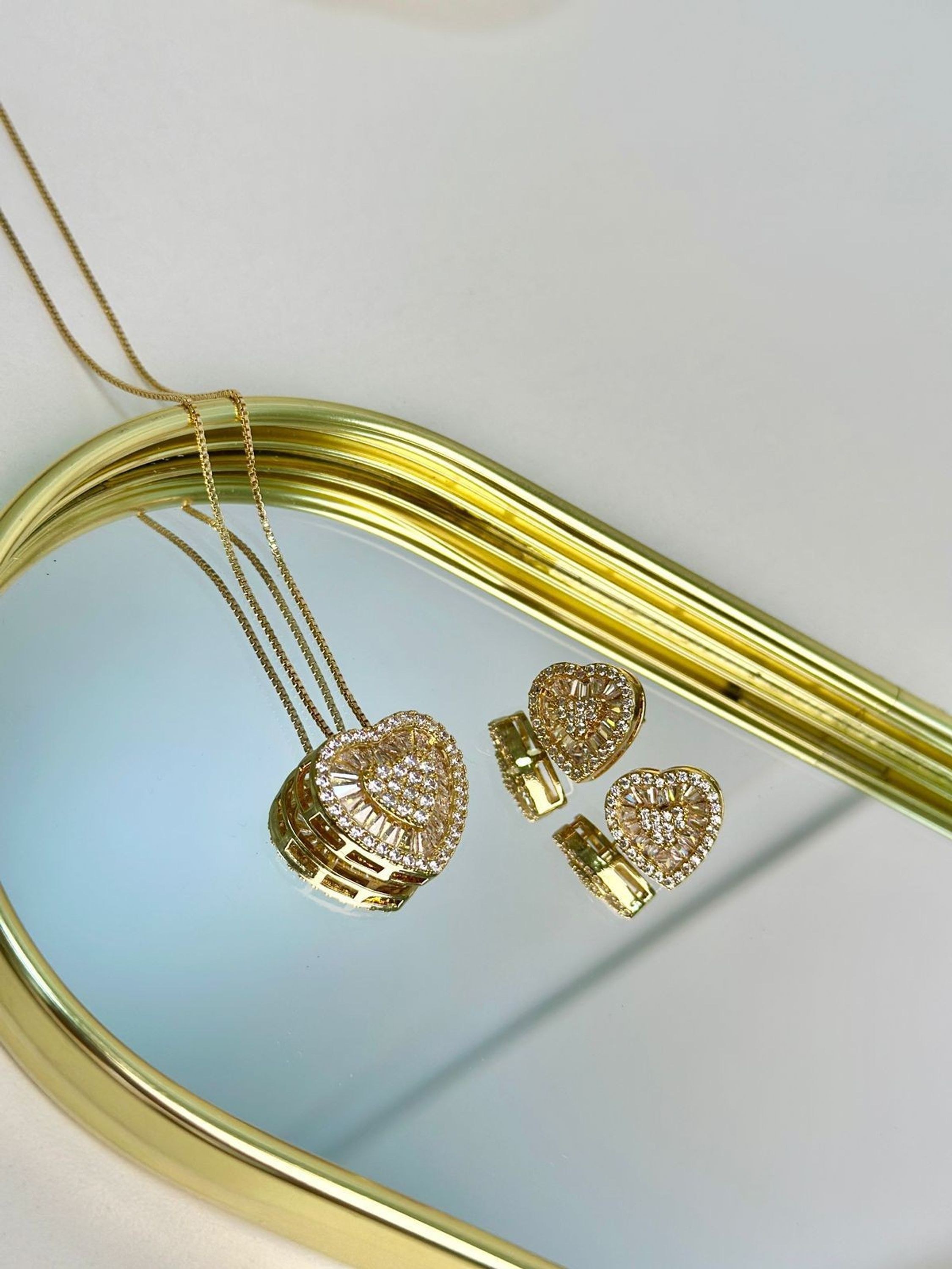 Kit Luxo Colar e Brinco de Zircônia