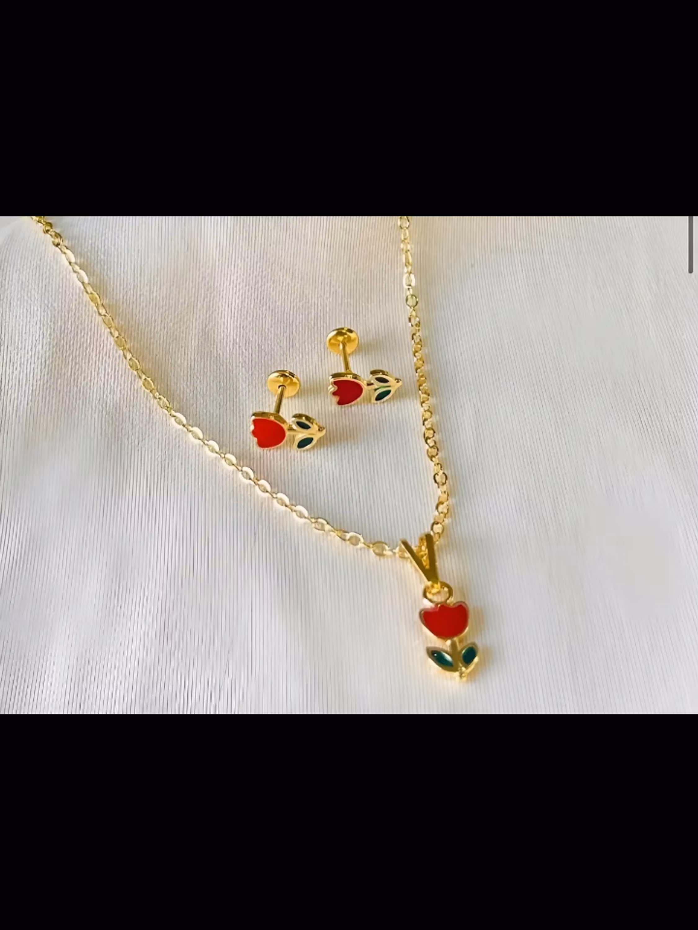 Kit Colar + Brinco Infantil Tulipinha