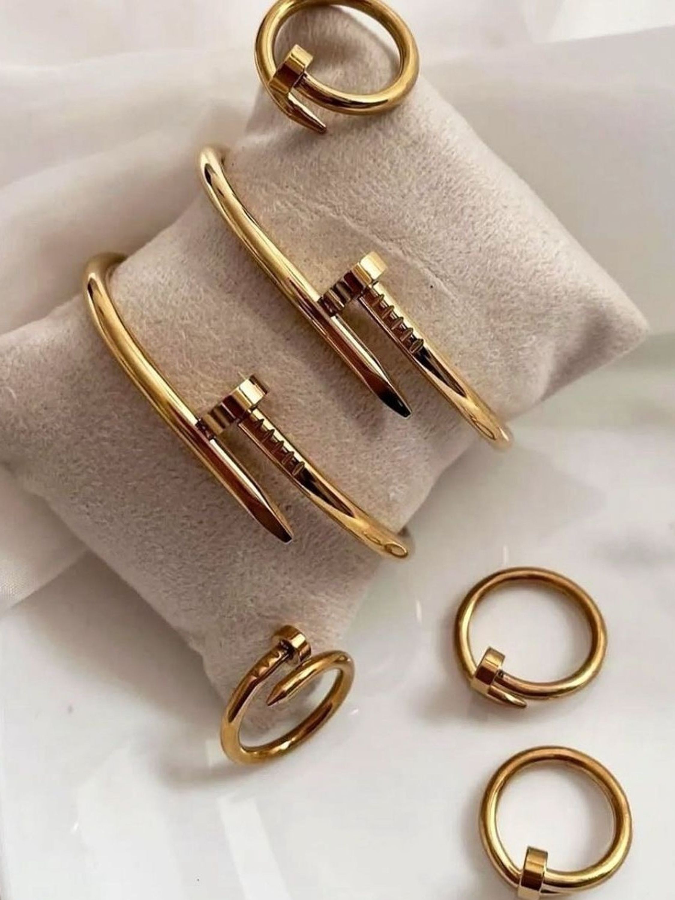 Kit Bracelete e Anel Prego Banhados