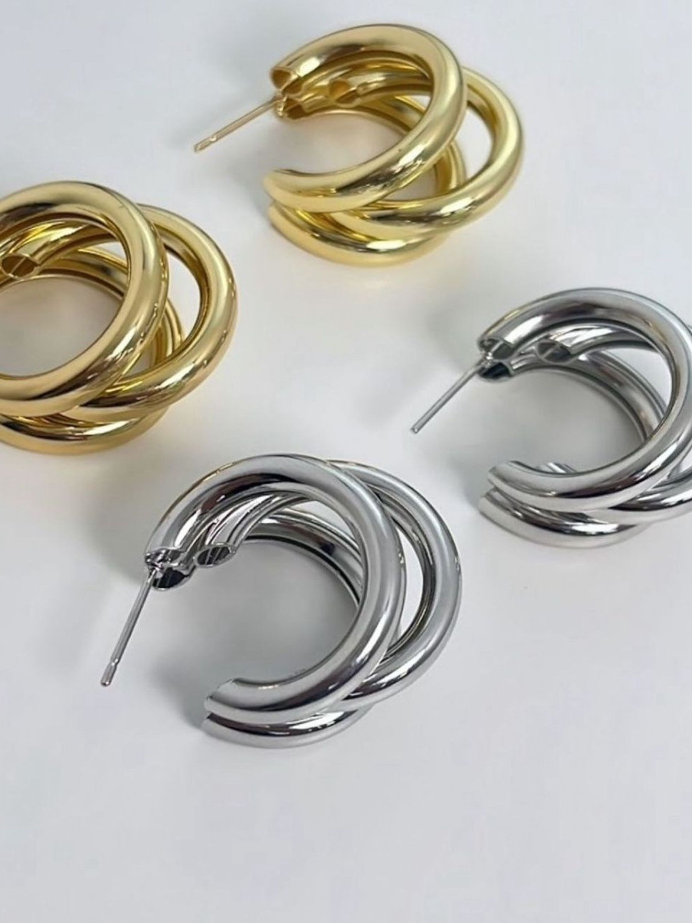 Kit 2 Argolas Tripla Tendência